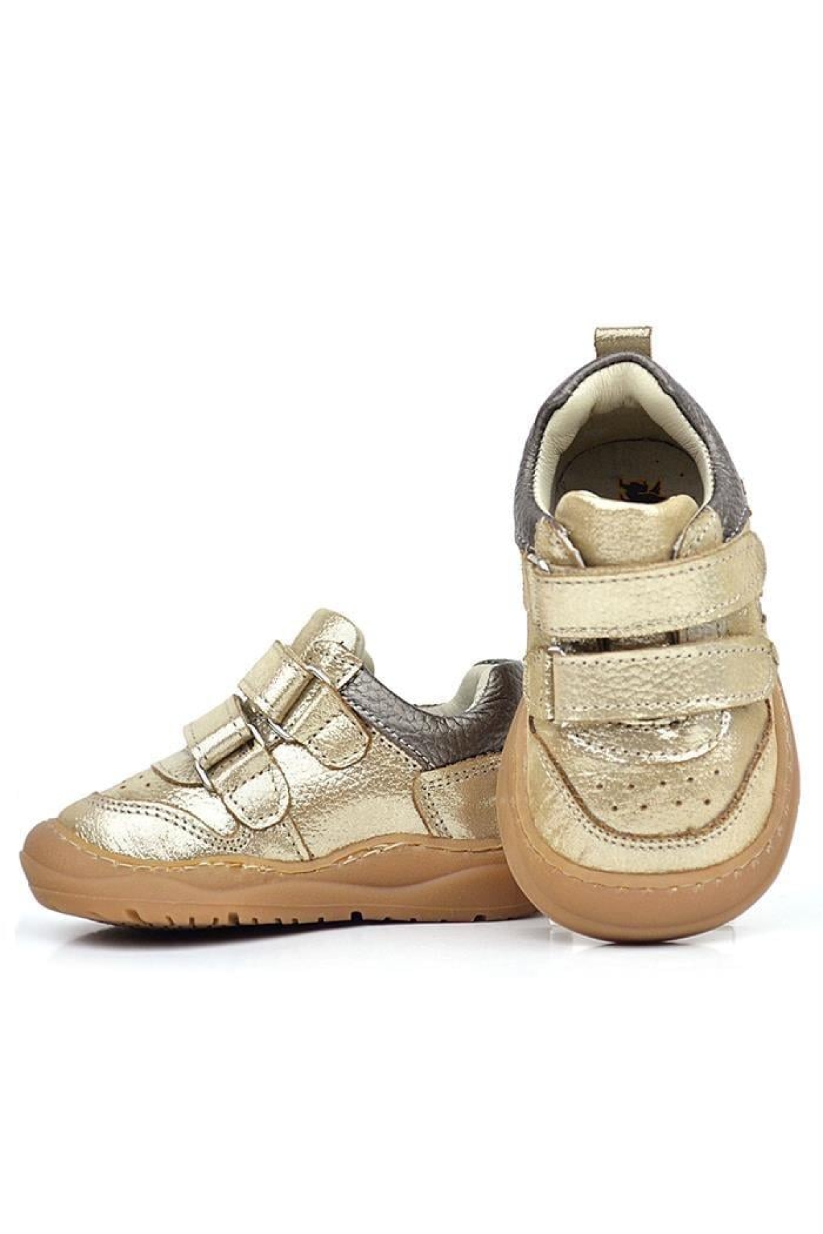 Schaggy Hakiki Deri Altın Parlak Bebek Spor Ayakkabı - Görsel 7