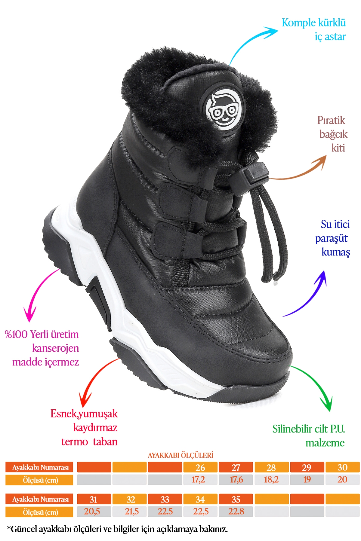 Alison Bağcıklı Erkek Çocuk Kar Botu Siyah - Görsel 3