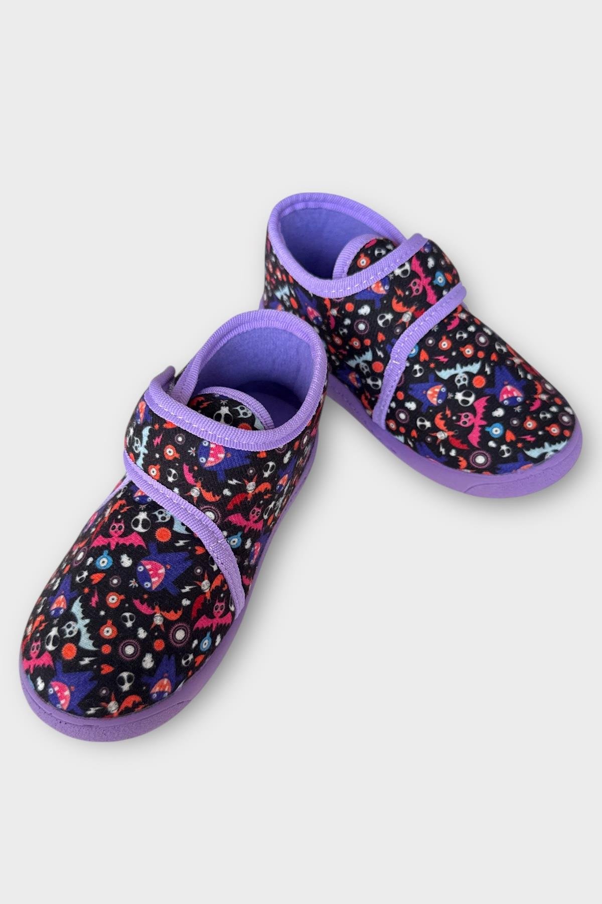 Tematik Cırtlı Çocuk Panduf Okul Kreş Ev Ayakkabısı Kaydırmaz Taban Lila - Görsel 5