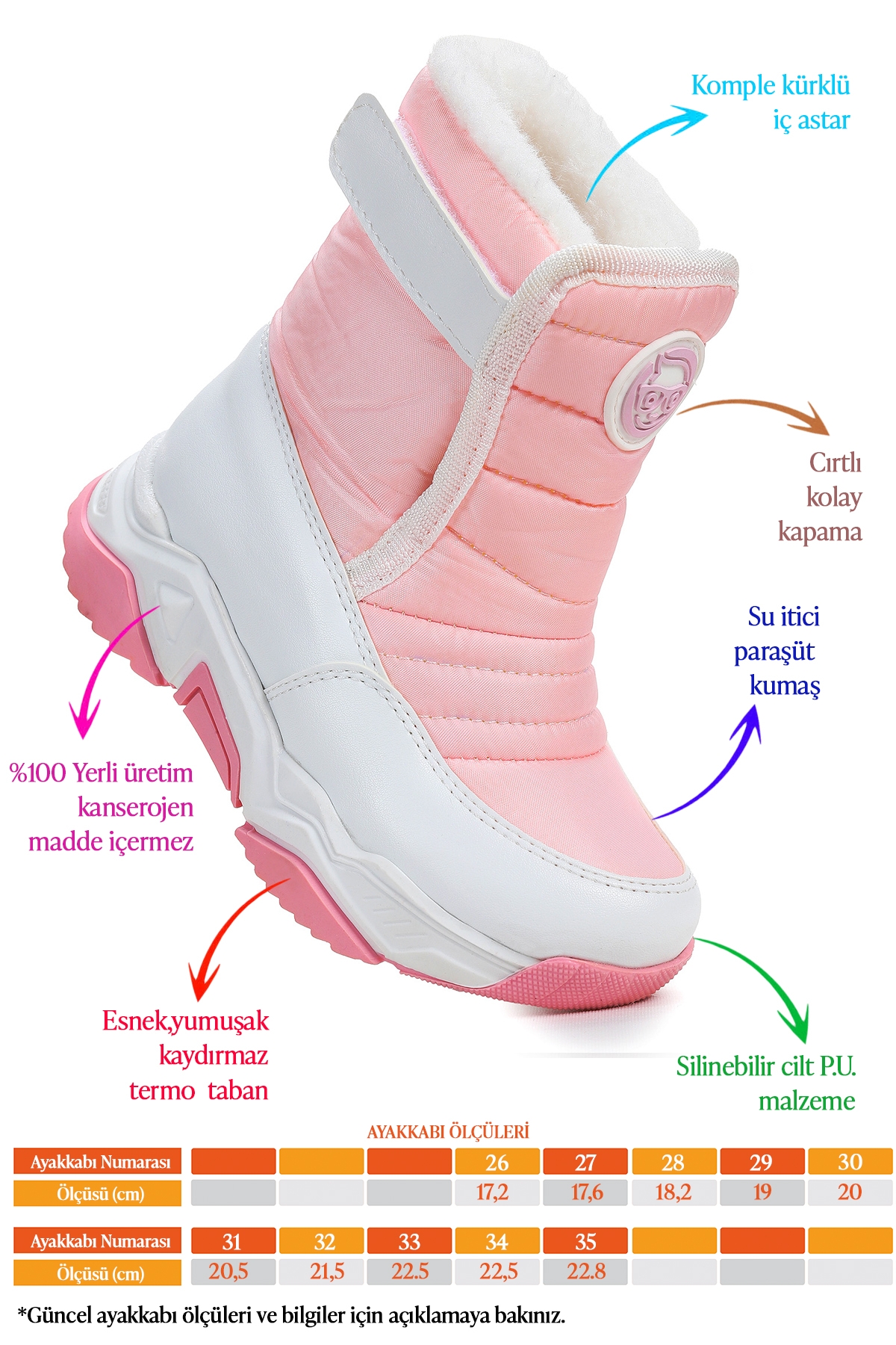 Monny Cırtlı Kız Çocuk Kar Botu Pembe - Görsel 3
