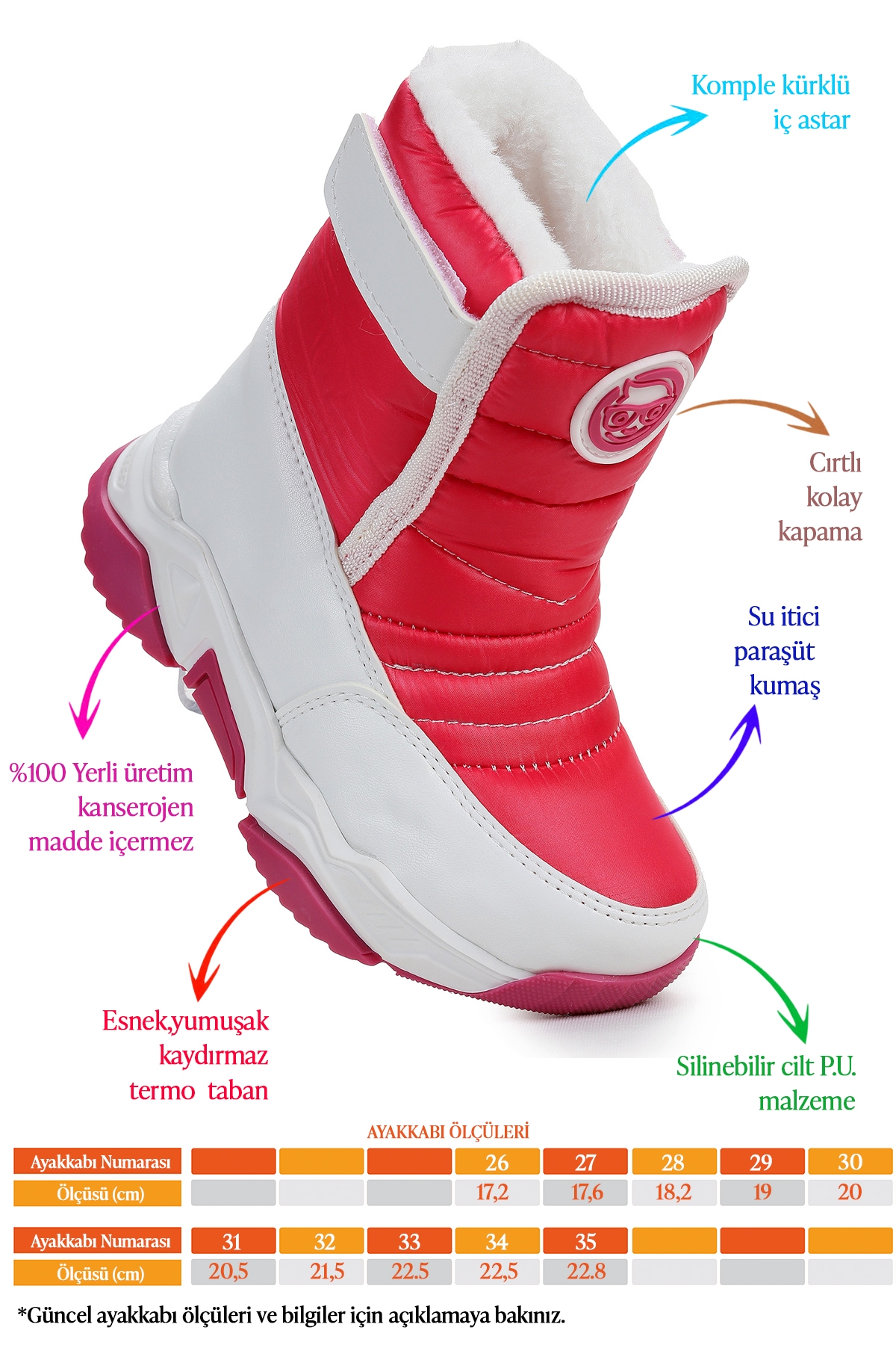 Monny Cırtlı Kız Çocuk Kar Botu Fuşya - Görsel 3