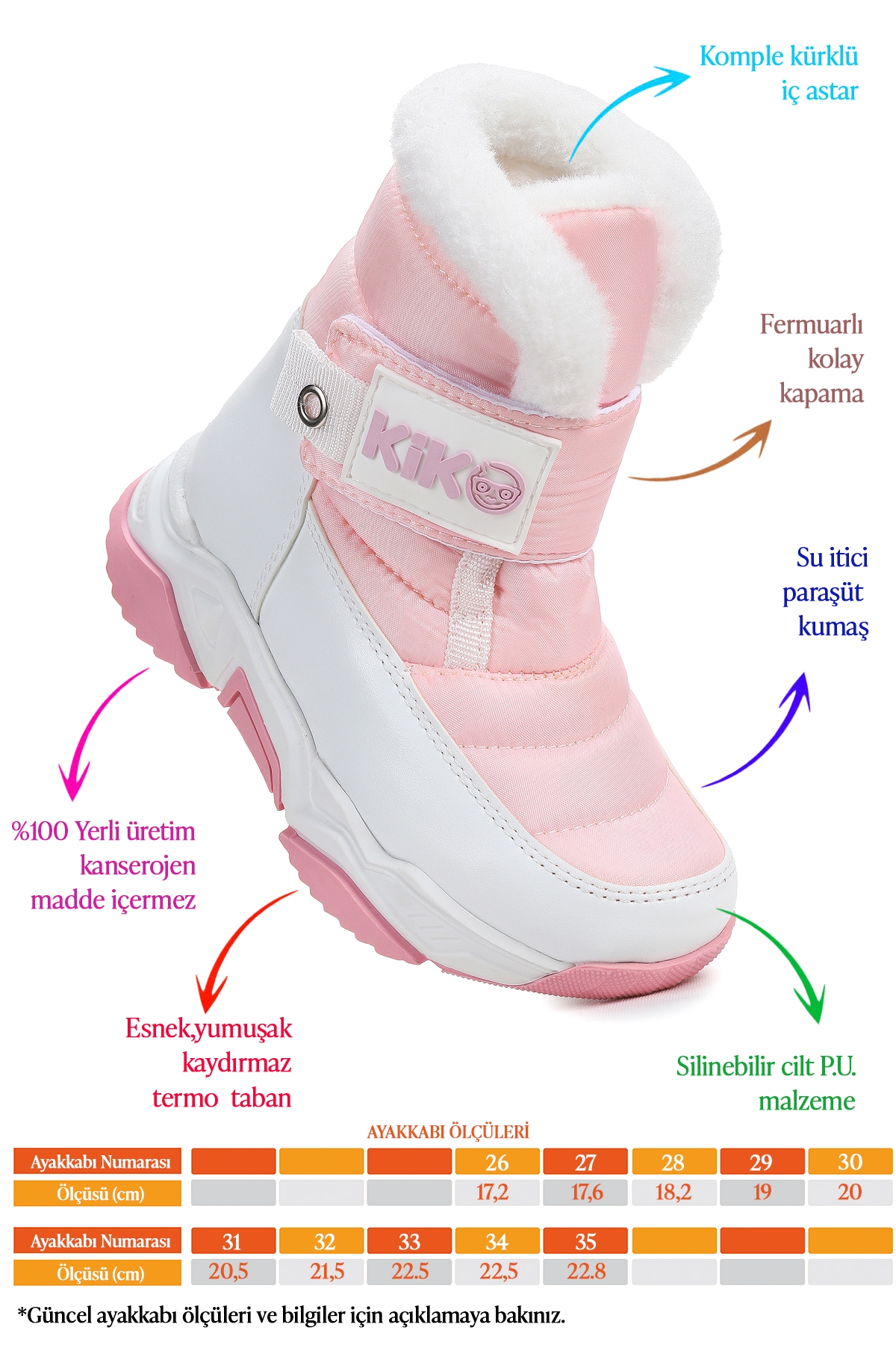 Magic Cırtlı Kız Çocuk Kar Botu Pembe - Beyaz - Görsel 3