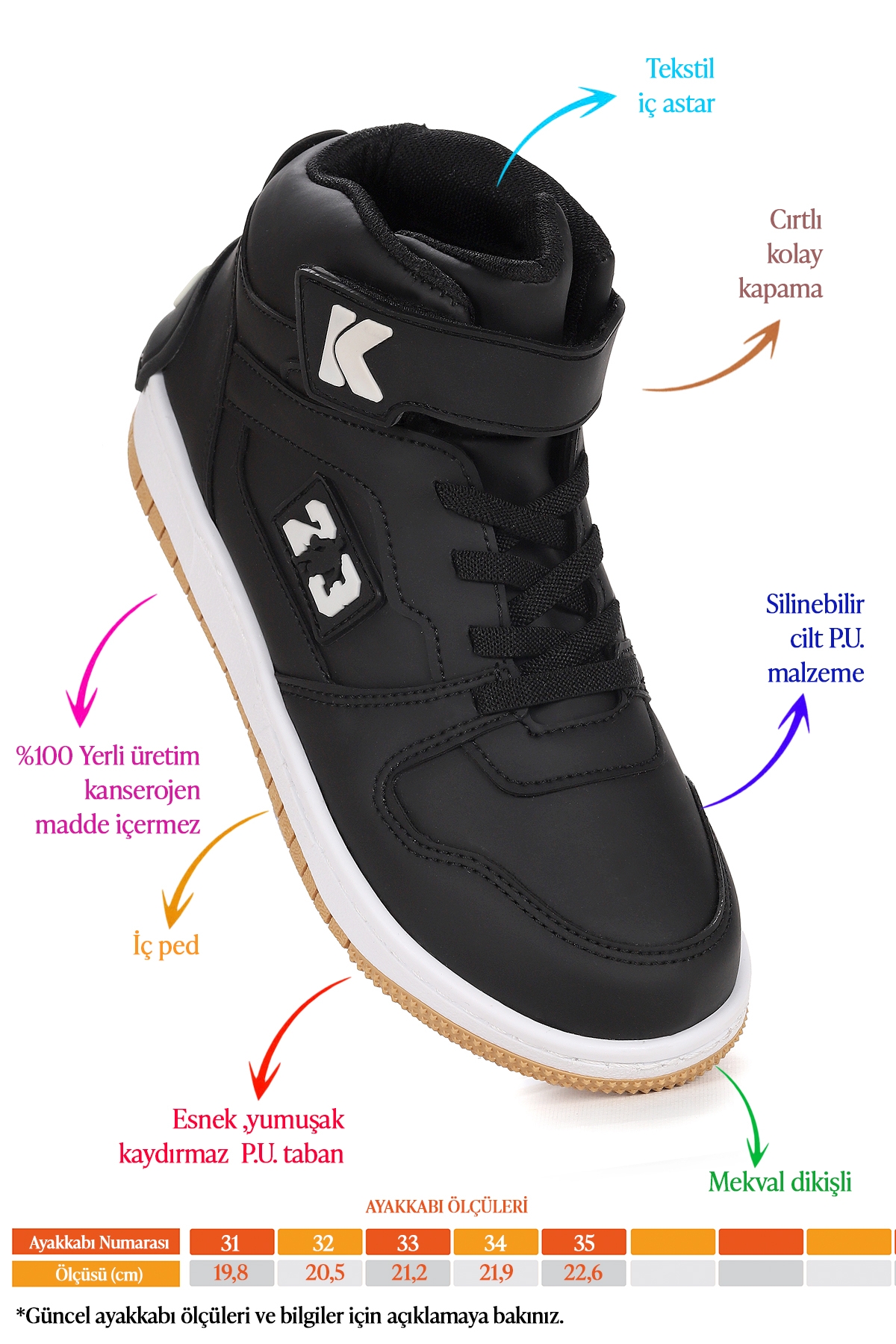 Kiko Kids Kiko Kids Carde Günlük Cırtlı Erkek Çocuk Spor Ayakkabı Siyah Sneaker | Flo Siyah - 3. görsel