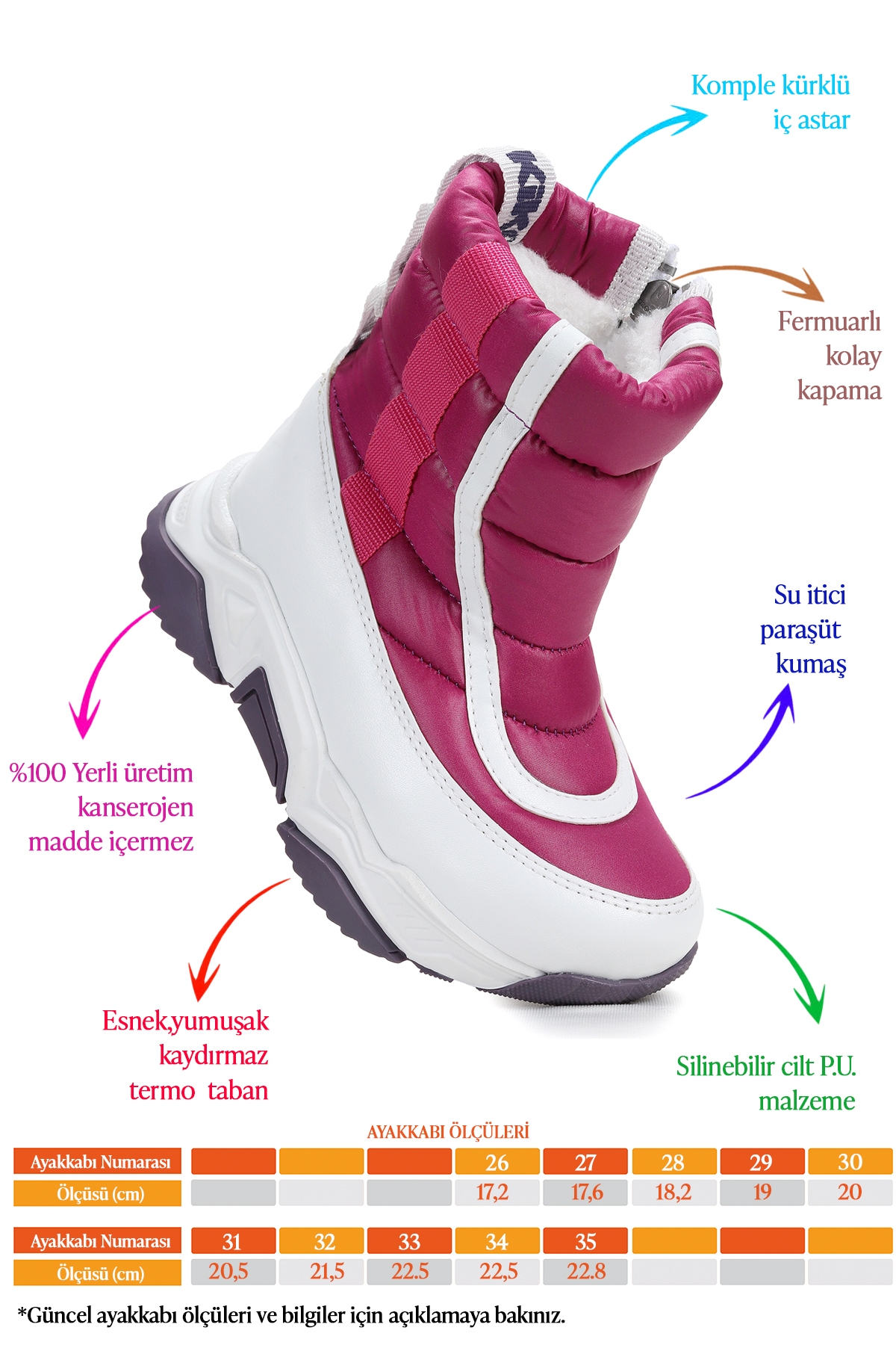 Pablo Fermuarlı Kız Çocuk Kar Botu Pembe - Görsel 3