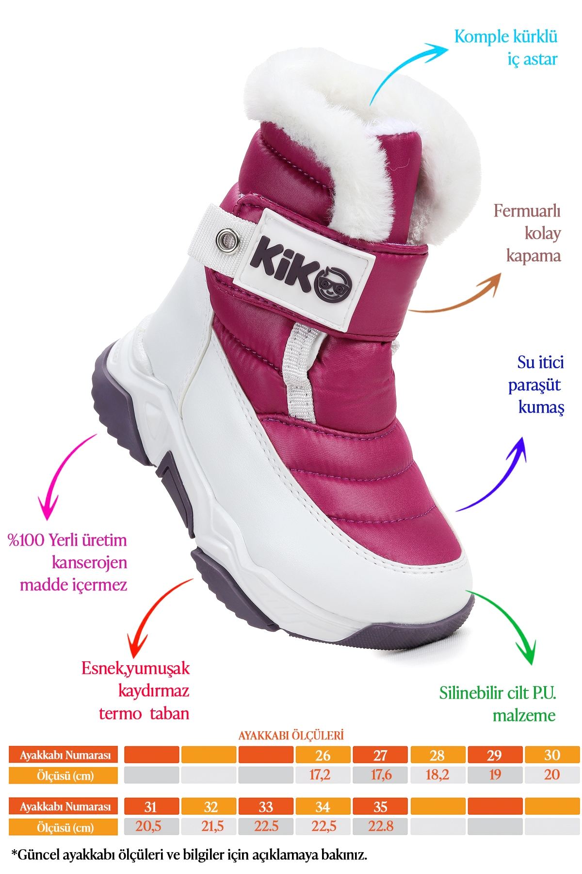 Magic Cırtlı Kız Çocuk Kar Botu Mor - Beyaz - Görsel 3