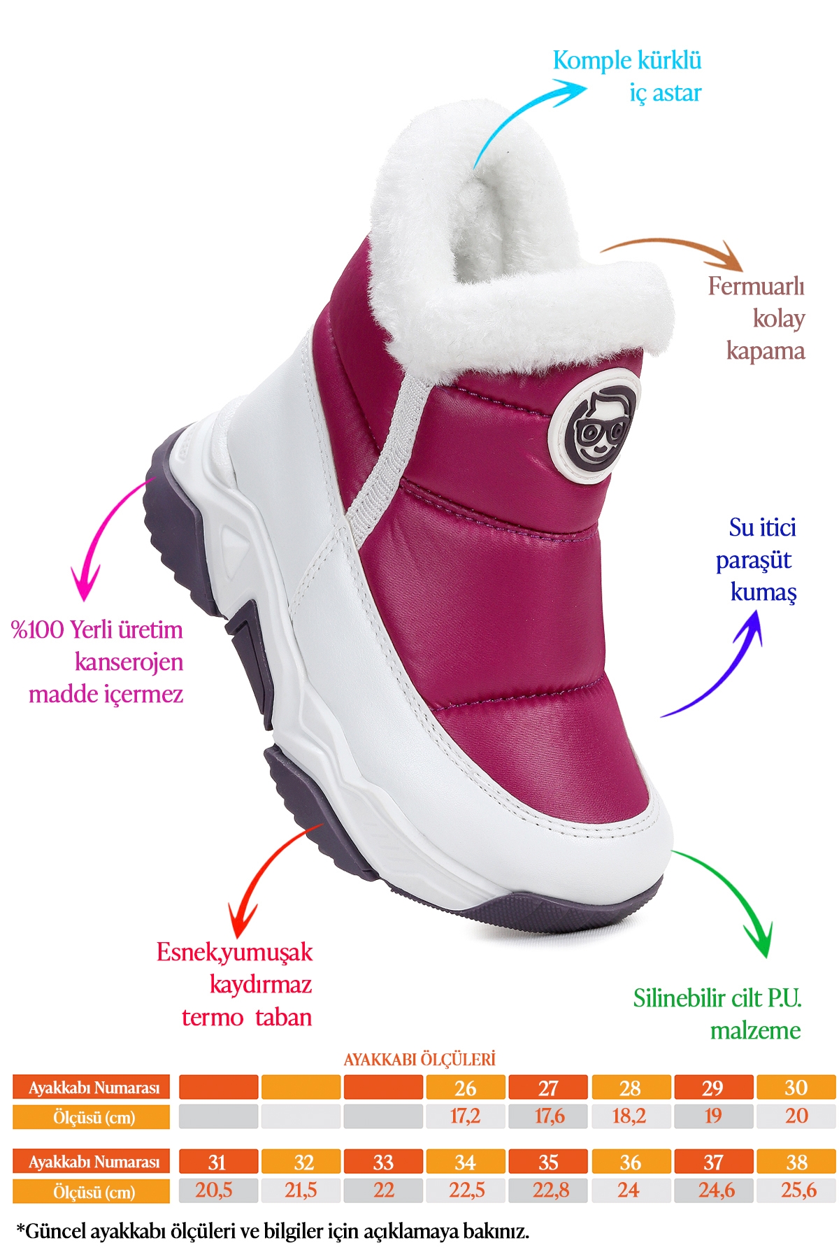 Pamela Fermuarlı Kız Çocuk Kar Botu Mor - Görsel 3