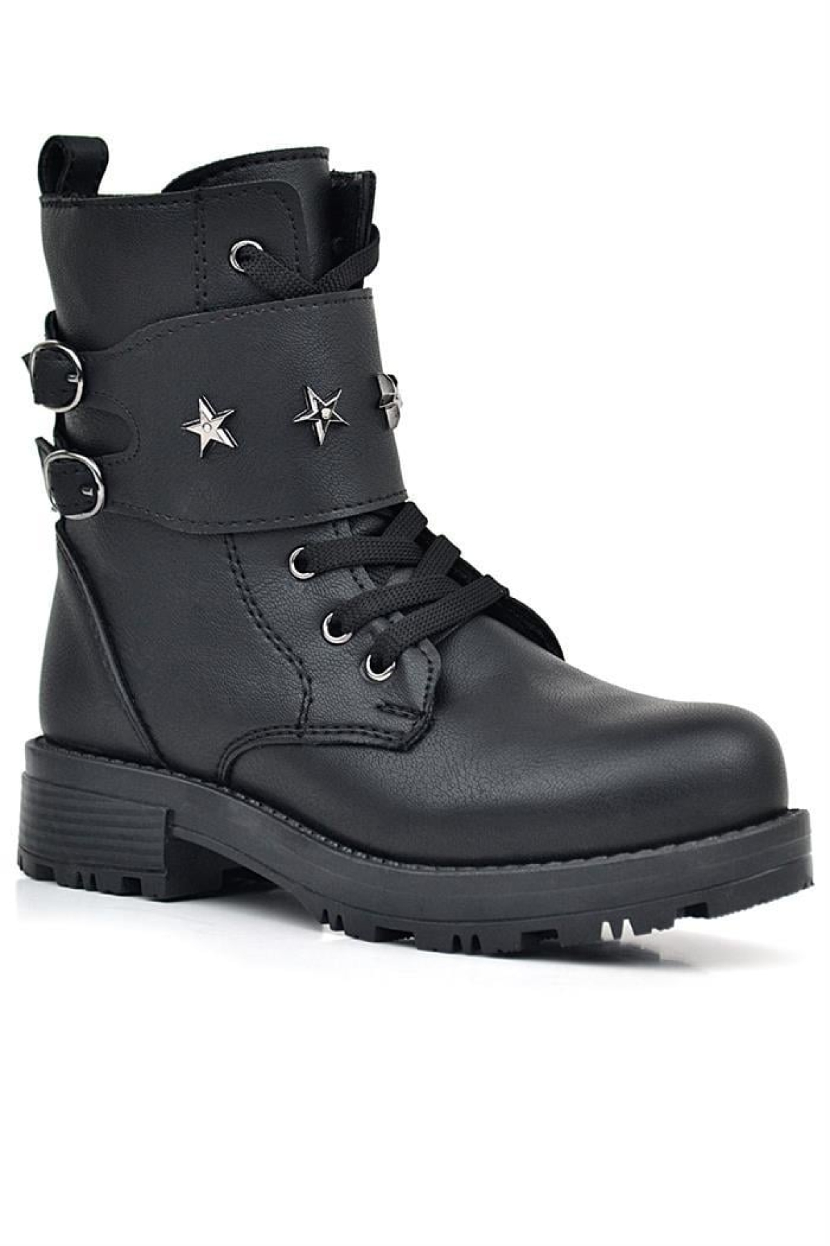 Siyah Bağcıklı Fermuarlı Yıldız Detaylı Kız Çocuk Bot - Görsel 2