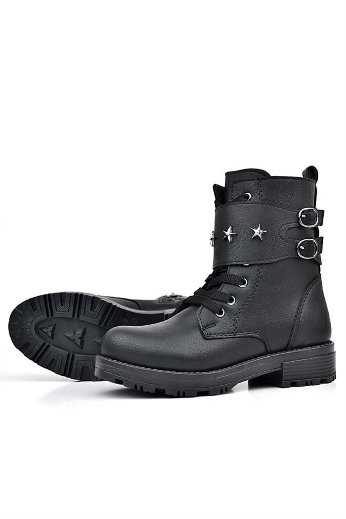 Siyah Bağcıklı Fermuarlı Yıldız Detaylı Kız Çocuk Bot - Görsel 5