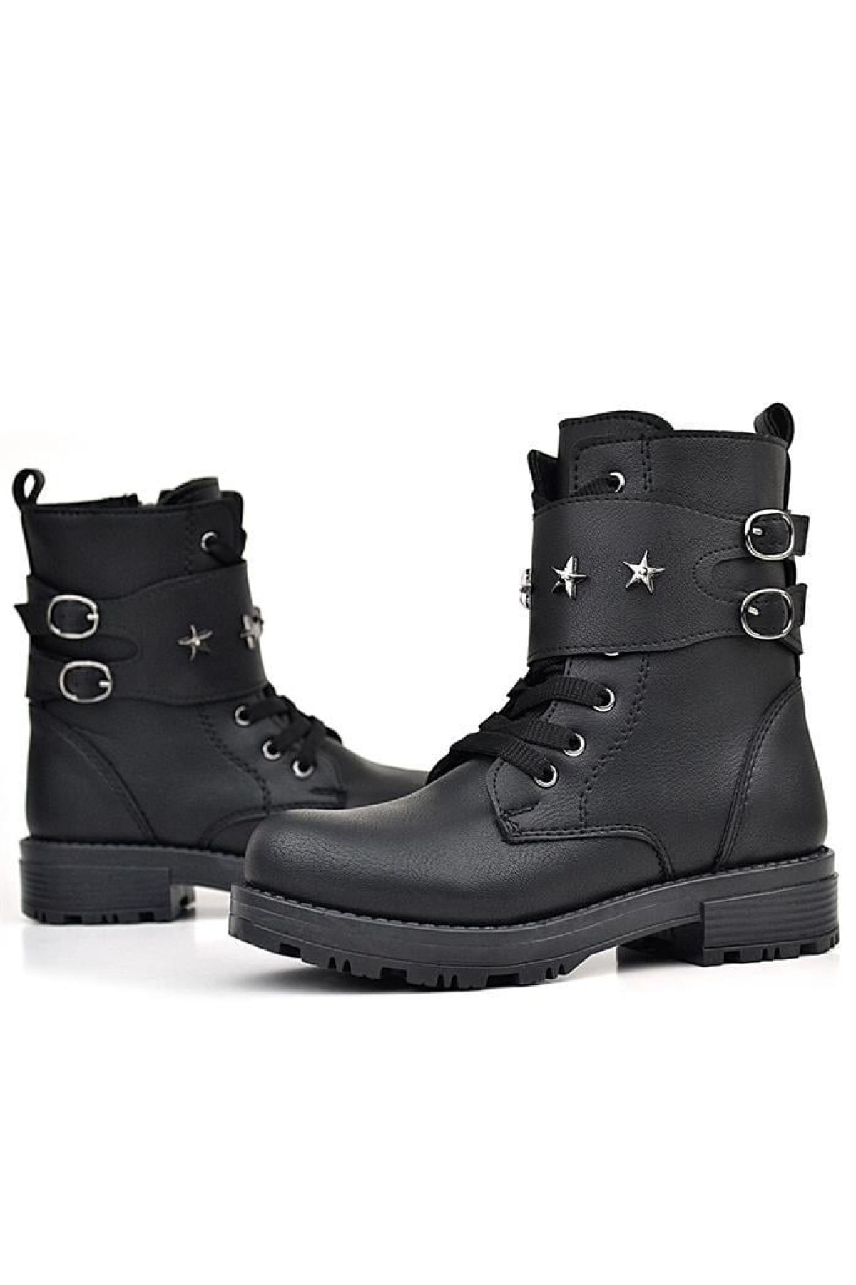 Siyah Bağcıklı Fermuarlı Yıldız Detaylı Kız Çocuk Bot - Görsel 7