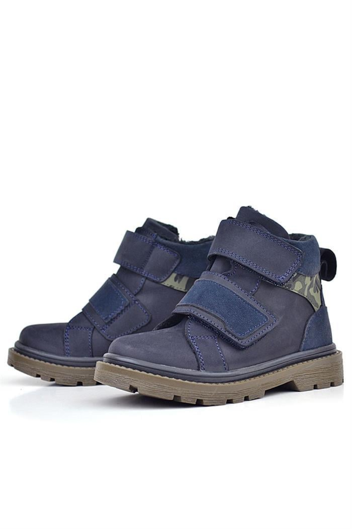 Hakiki Deri Lacivert Cırt Cırtlı Kışlık Çocuk Bot - Görsel 6