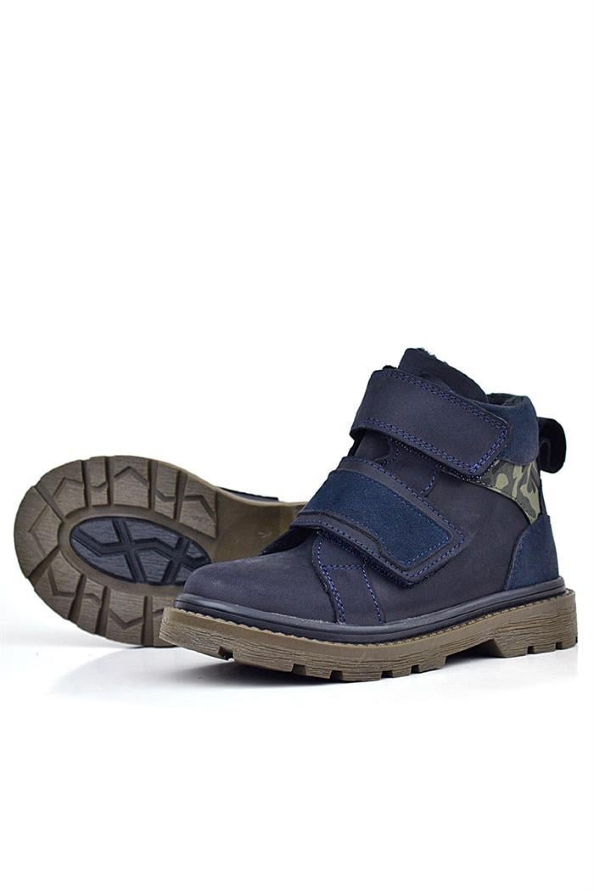 Hakiki Deri Lacivert Cırt Cırtlı Kışlık Çocuk Bot - Görsel 7