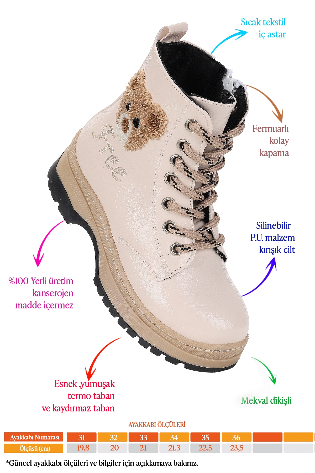 Teddy Kırışık Termo Taban Kız Çocuk Bot Ten - Görsel 3