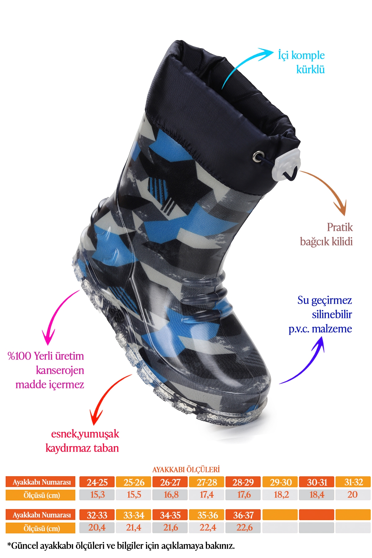 Kiko Kids Kiko Kids Savana Su Geçirmez Erkek Çocuk Yağmur Çizmesi Mavi - Siyah Bot | Flo Mavi - 3. görsel