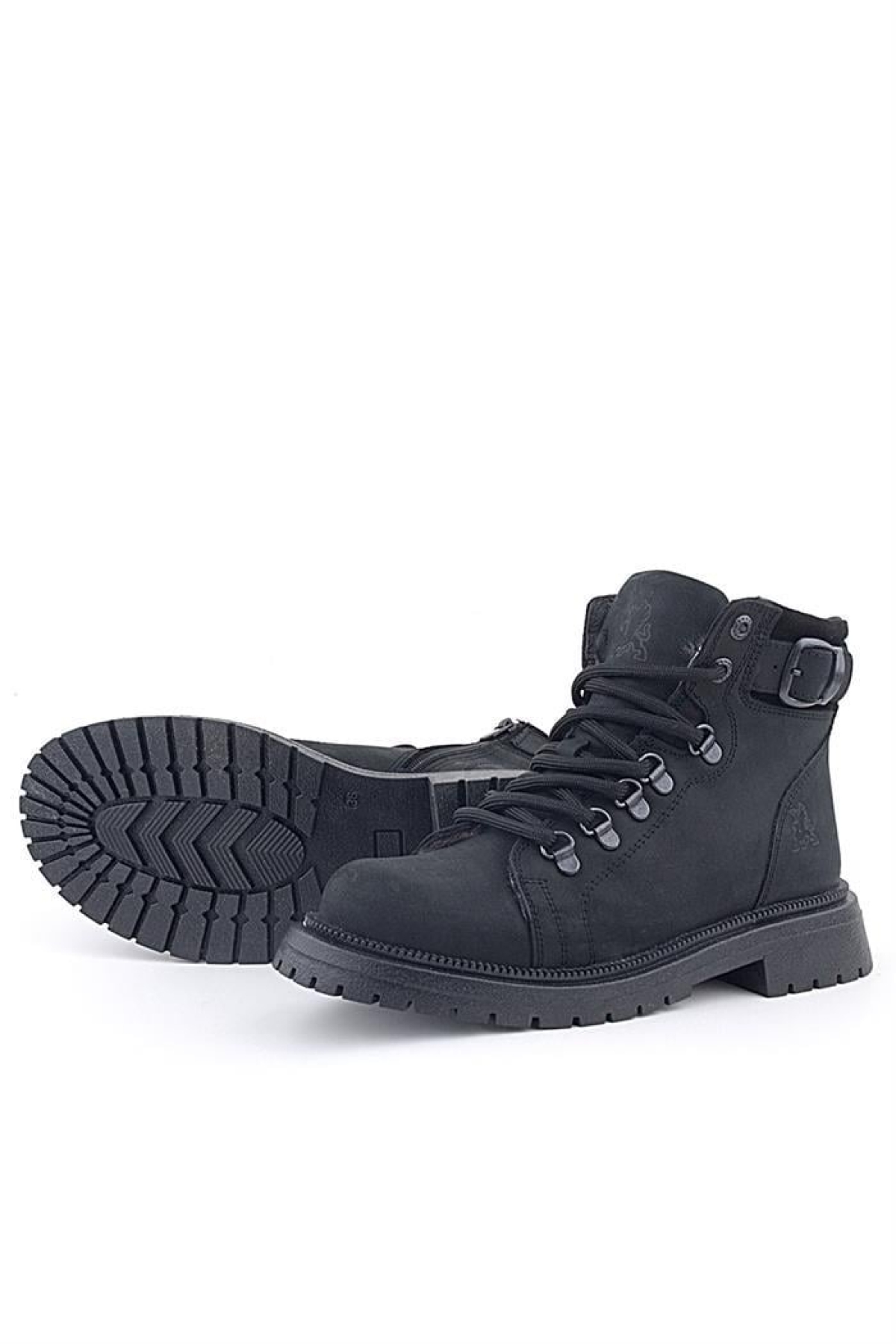 Gerçek Kürklü Hakiki Deri Siyah Nubuk Bağcıklı Fermuarlı Çocuk Kar Botu - Görsel 8