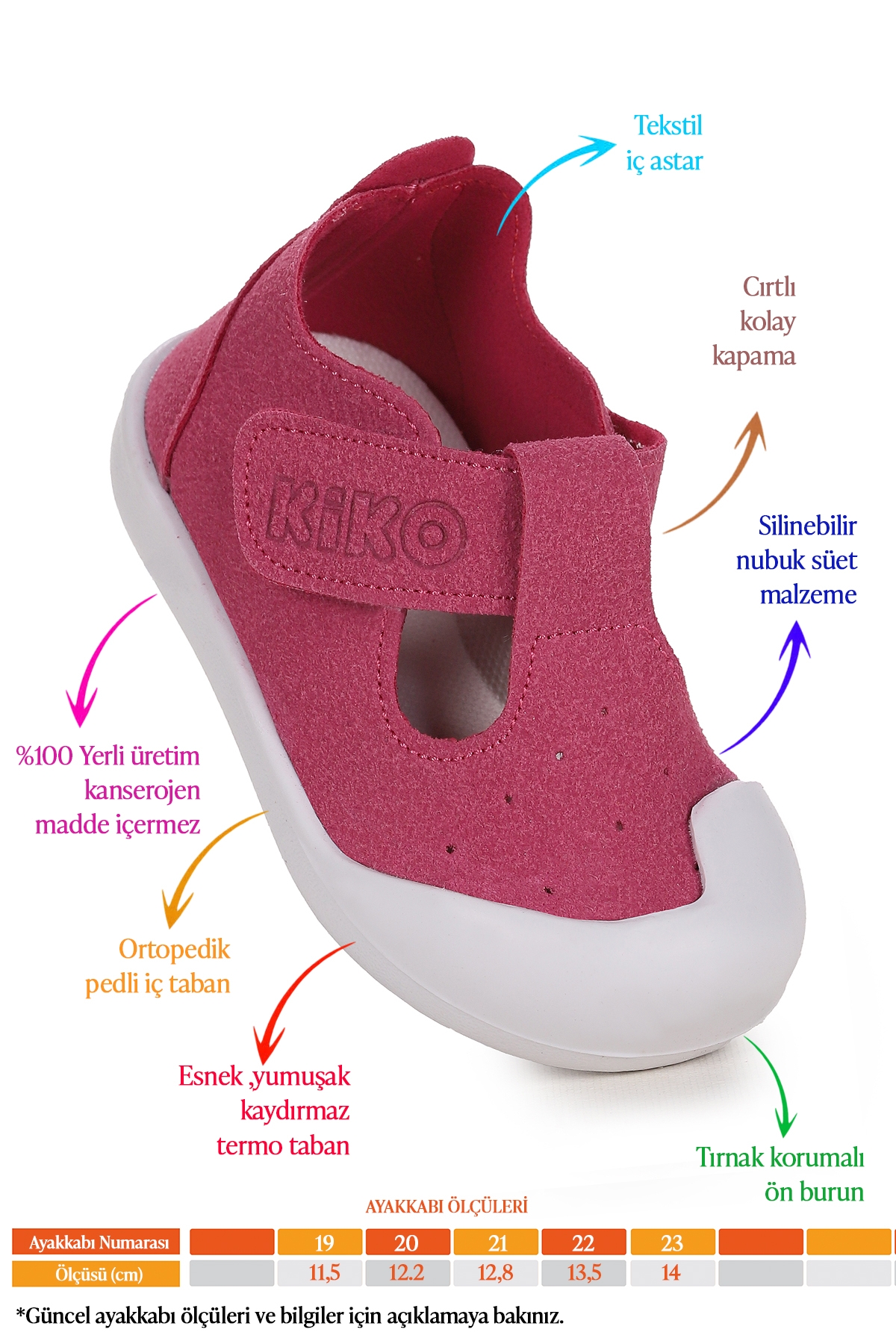 Kiko Kids Kiko Kids Pembe Elroy İlk Adım Cırtlı Kız Bebek Günlük Ayakkabı Fuşya Sandalet & Terlik | Flo Pembe - 3. görsel