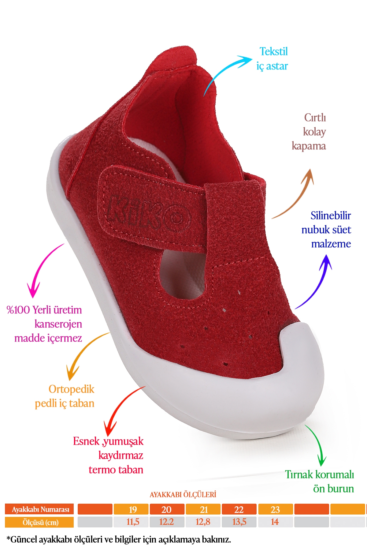 Elroy İlk Adım Cırtlı Kız Bebek Günlük Ayakkabı Kırmızı - Görsel 3