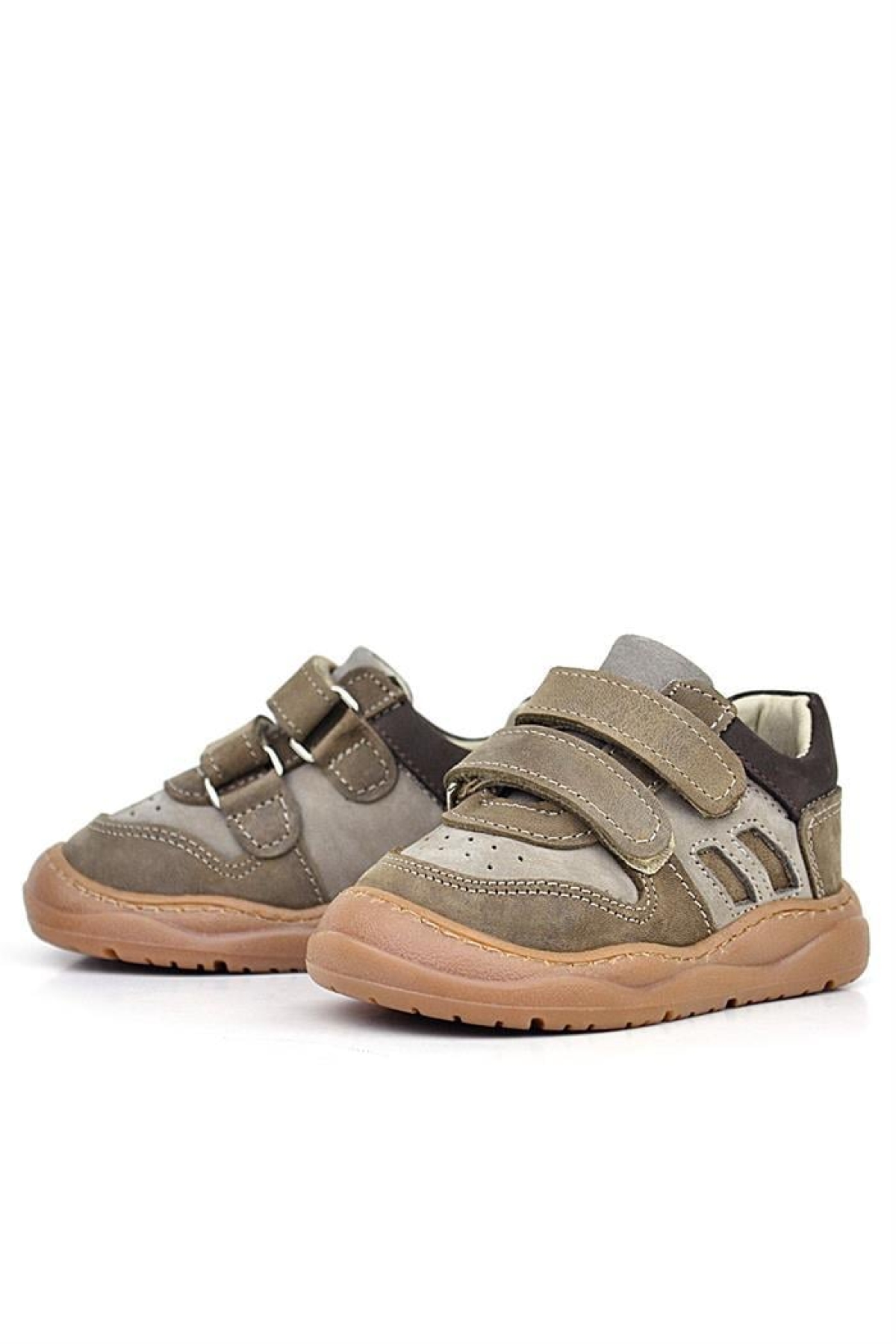 Schaggy Hakiki Deri Kum Gri Bebek Spor Ayakkabı - Görsel 6