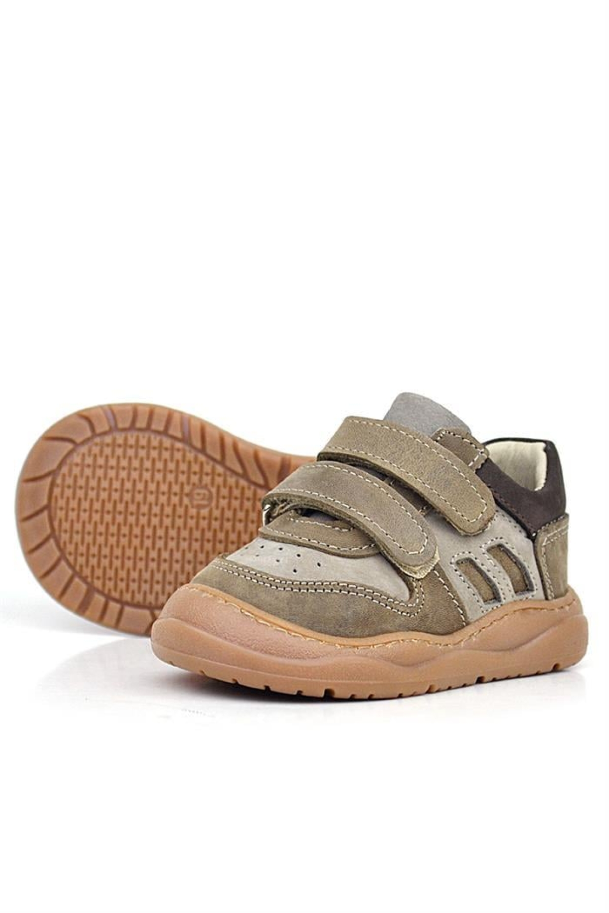 Schaggy Hakiki Deri Kum Gri Bebek Spor Ayakkabı - Görsel 7