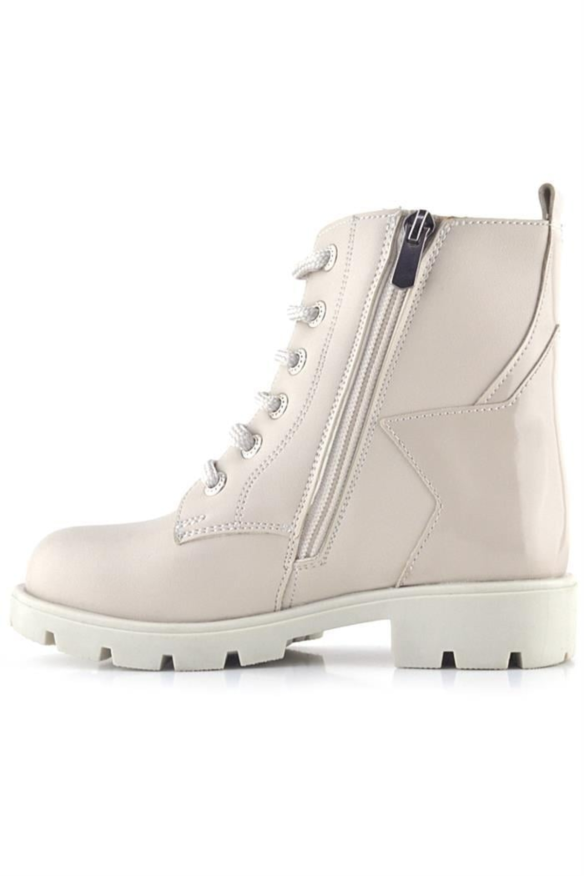 Krem Yıldız Detaylı Bağcıklı Fermuarlı Kız Çocuk Bot - Görsel 6