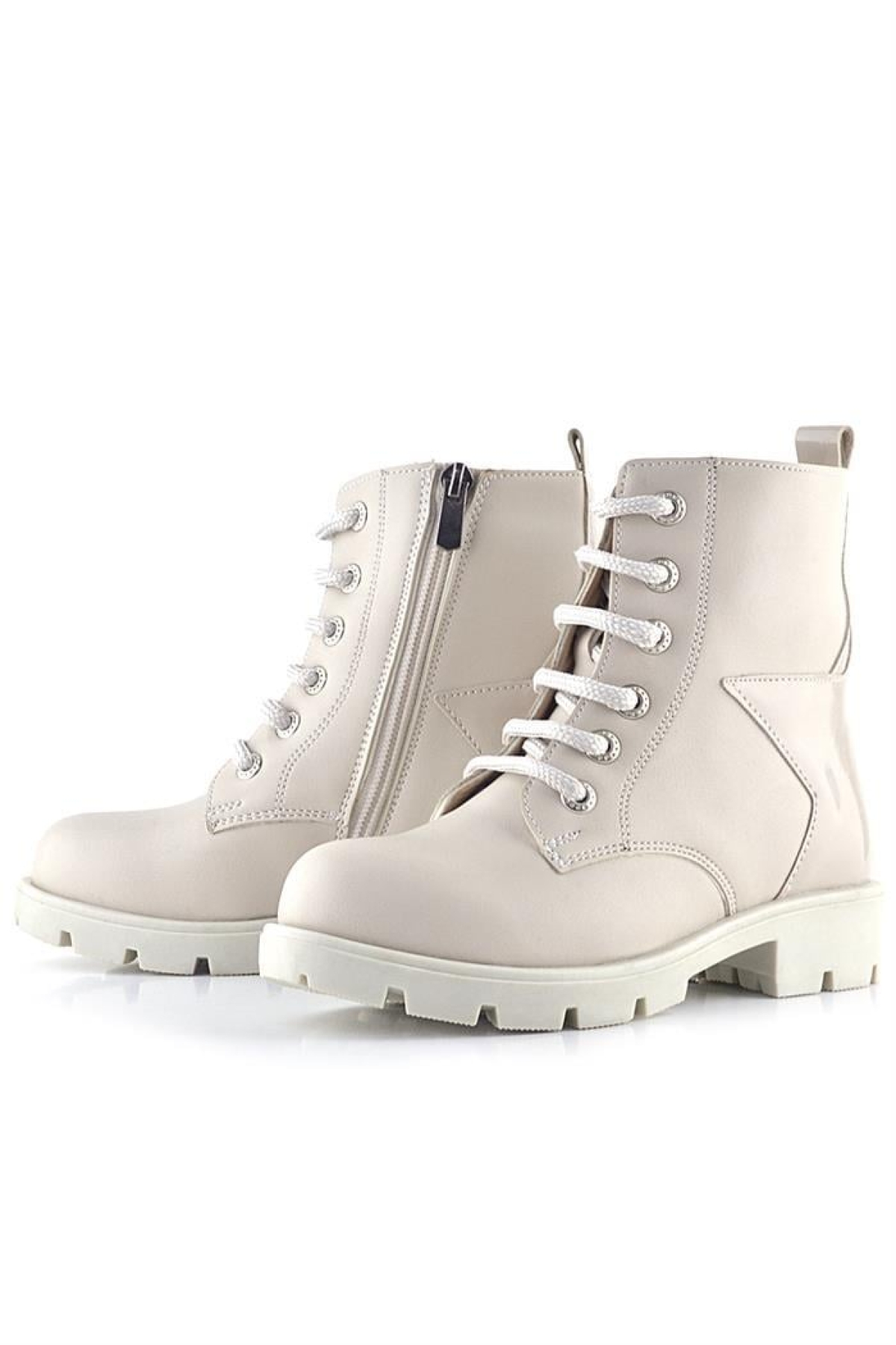 Krem Yıldız Detaylı Bağcıklı Fermuarlı Kız Çocuk Bot - Görsel 7