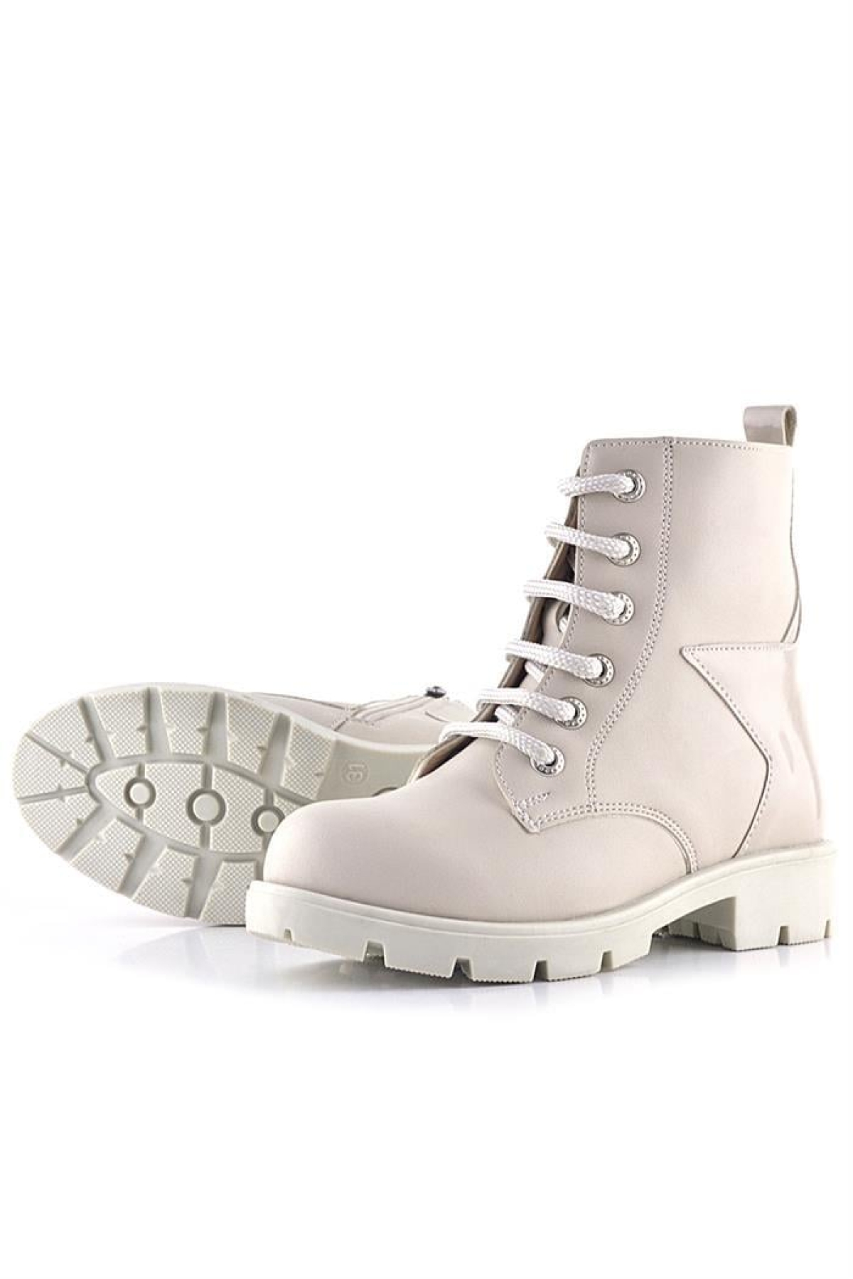 Krem Yıldız Detaylı Bağcıklı Fermuarlı Kız Çocuk Bot - Görsel 8