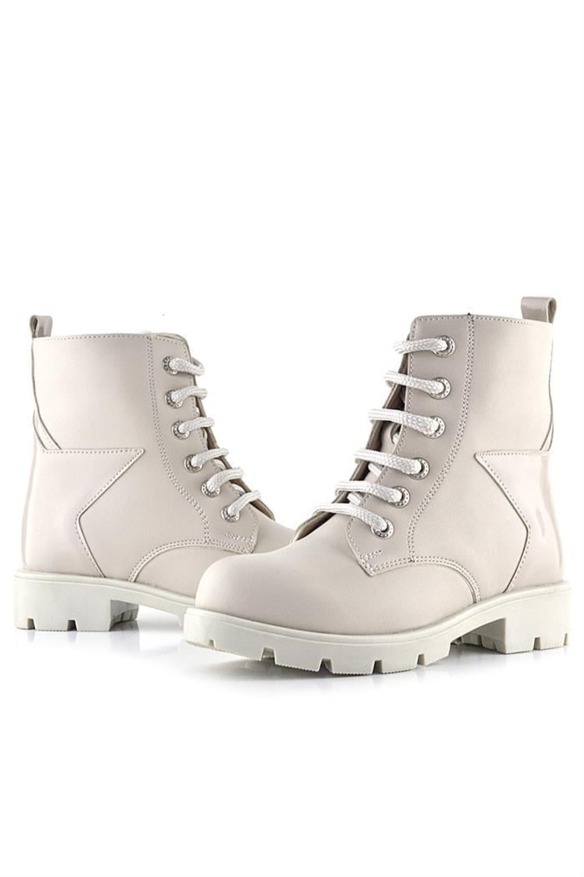 Krem Yıldız Detaylı Bağcıklı Fermuarlı Kız Çocuk Bot - Görsel 9