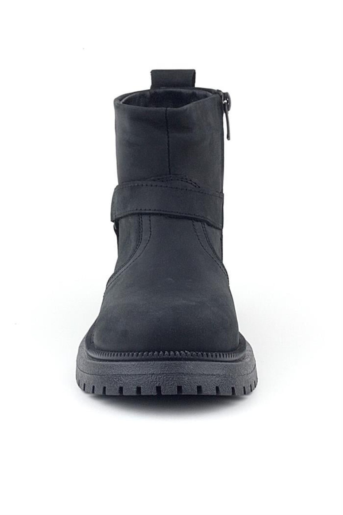 Gerçek Kürklü Hakiki Deri Siyah Nubuk Fermuarlı Çocuk Bot - Görsel 5