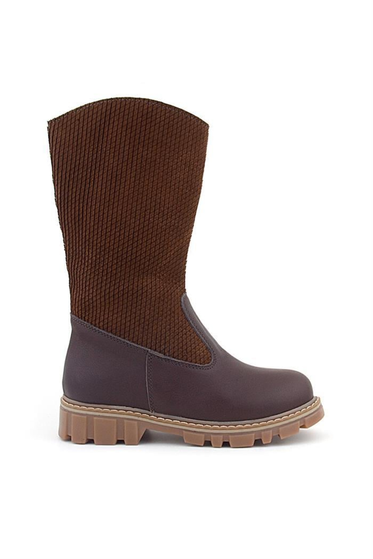 Hakiki Deri Taba Kahve Fermuarlı Uzun Kız Çocuk Çizme - Görsel 3