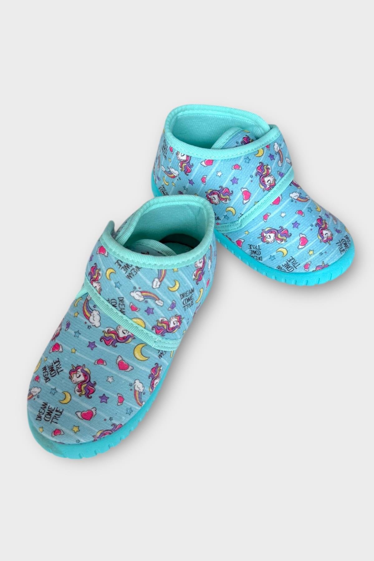 Tematik Cırtlı Çocuk Panduf Okul Kreş Ev Ayakkabısı Kaydırmaz Taban YEŞİL - Görsel 5