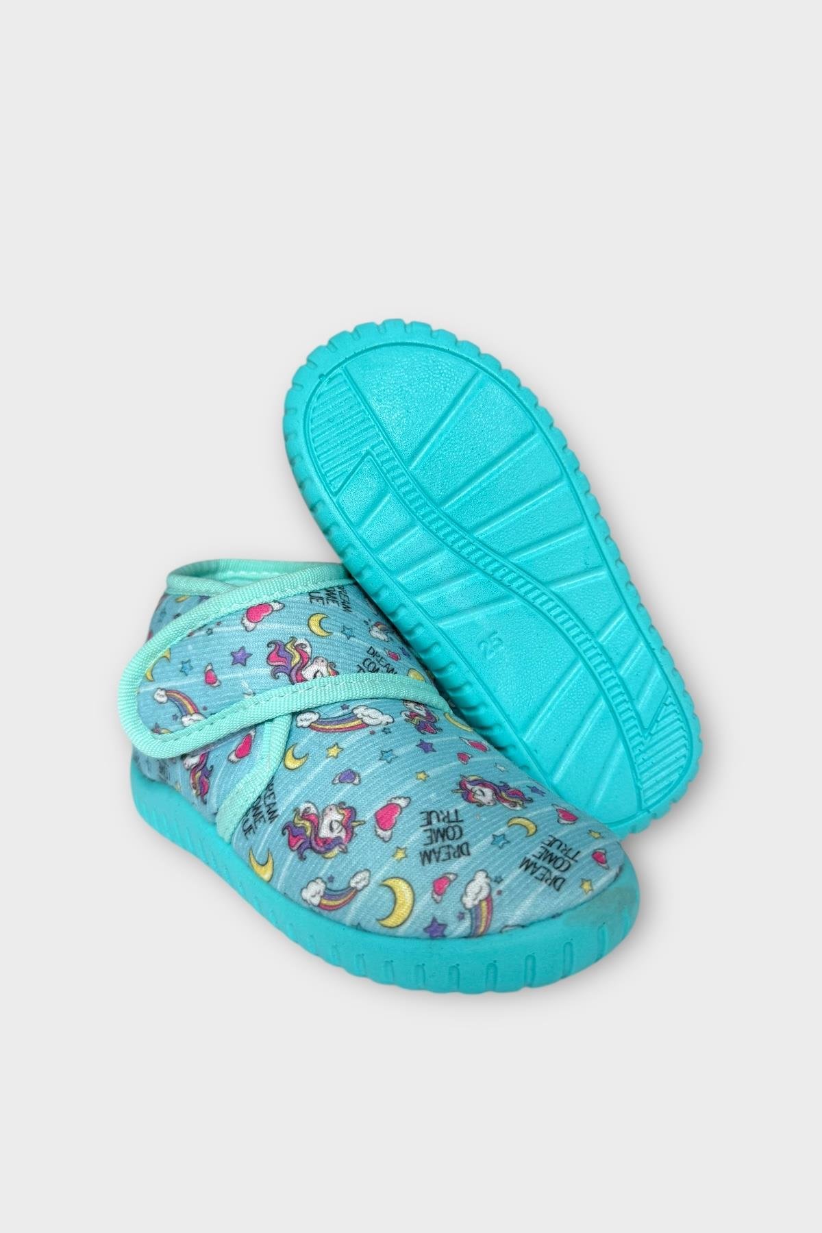 Tematik Cırtlı Çocuk Panduf Okul Kreş Ev Ayakkabısı Kaydırmaz Taban YEŞİL - Görsel 7