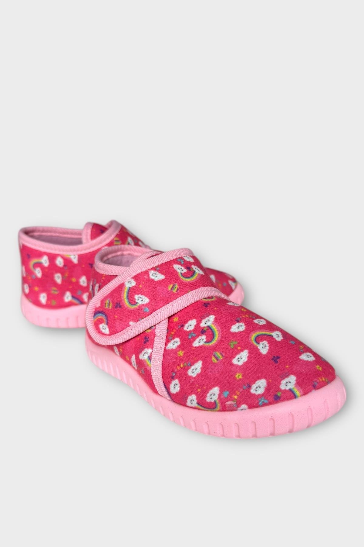 Tematik Cırtlı Çocuk Panduf Okul Kreş Ev Ayakkabısı Kaydırmaz Taban PEMBE - Görsel 3