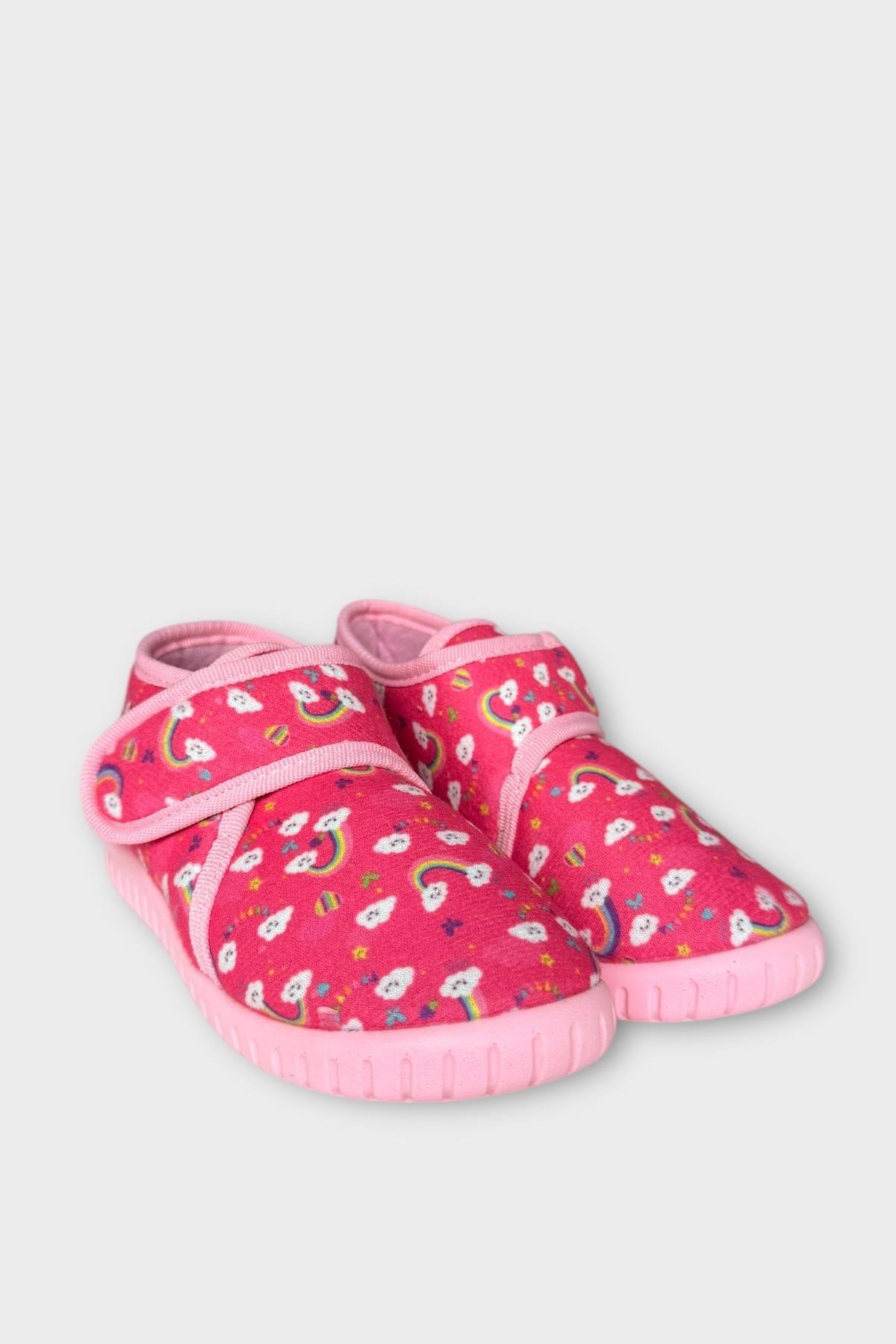 Tematik Cırtlı Çocuk Panduf Okul Kreş Ev Ayakkabısı Kaydırmaz Taban PEMBE - Görsel 4