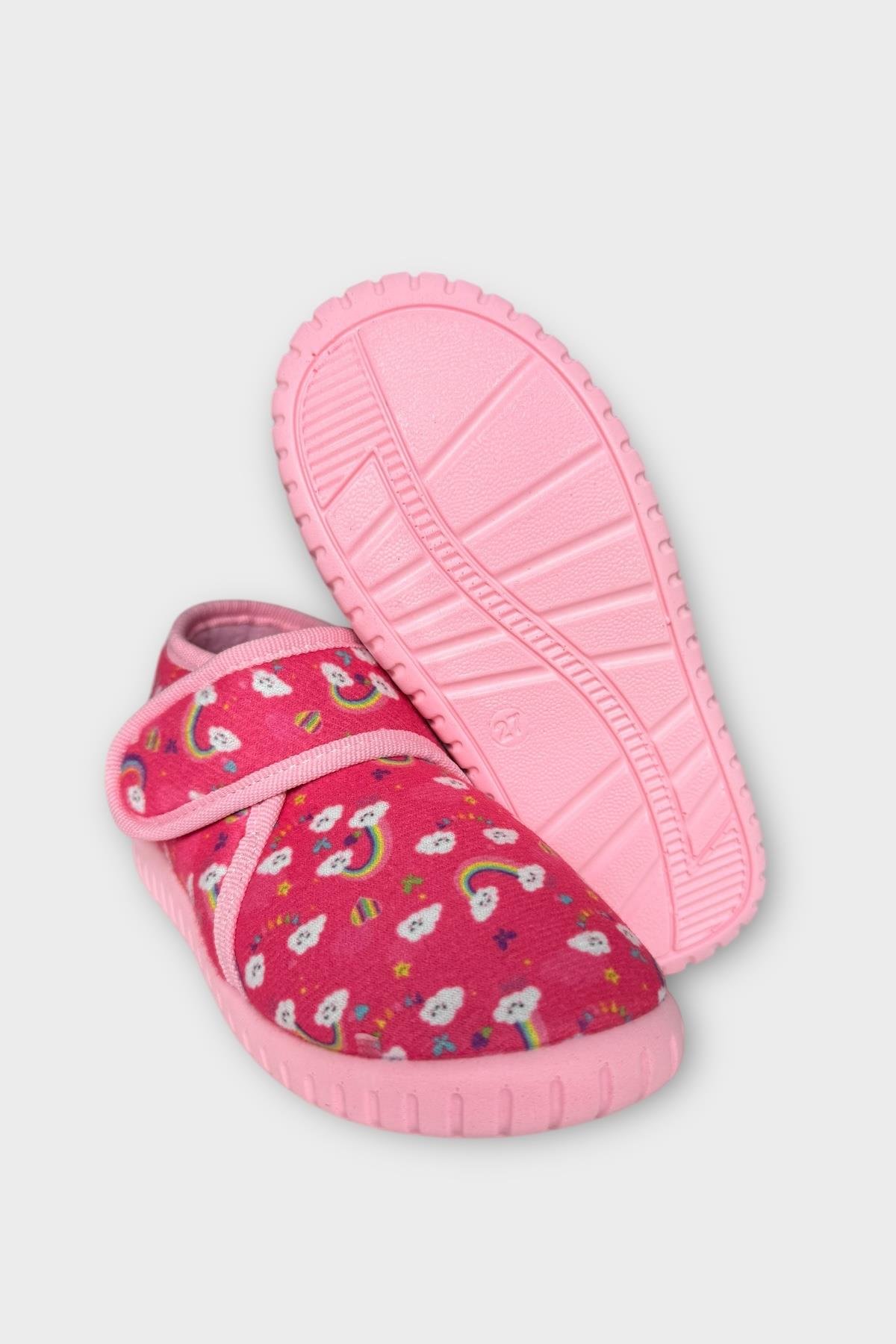 Tematik Cırtlı Çocuk Panduf Okul Kreş Ev Ayakkabısı Kaydırmaz Taban PEMBE - Görsel 7