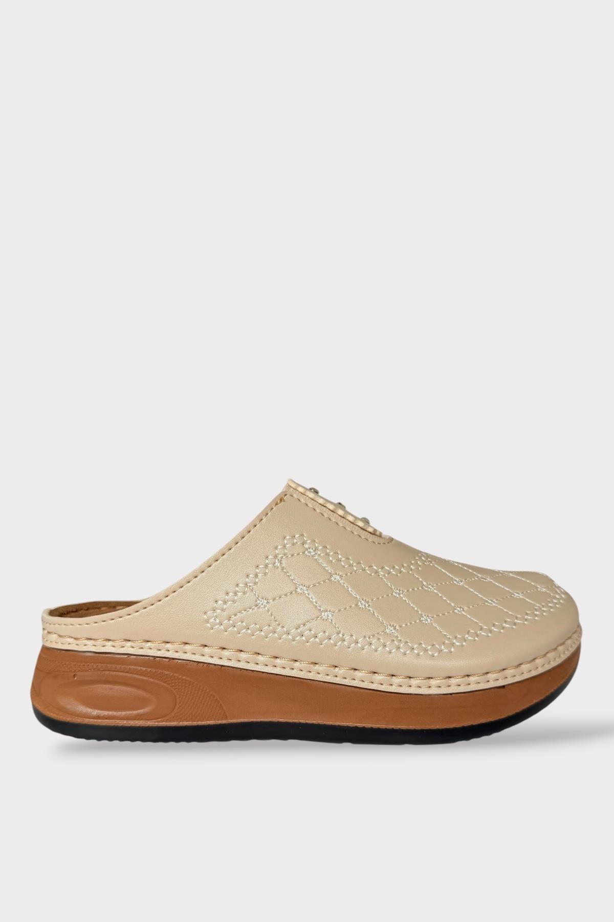 Önü Kapalı Kışlık Ortopedik Günlük Kadın Terlik BEJ - Görsel 2