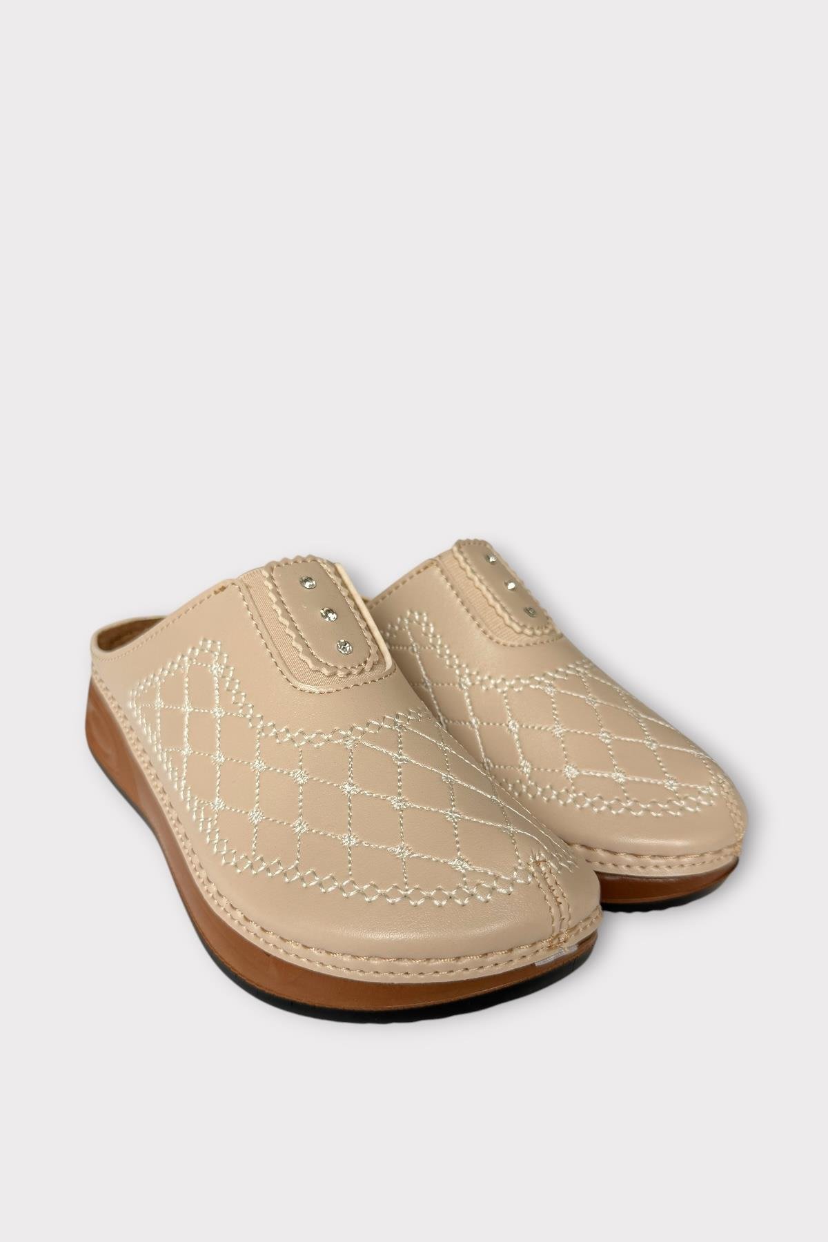 Önü Kapalı Kışlık Ortopedik Günlük Kadın Terlik BEJ - Görsel 4