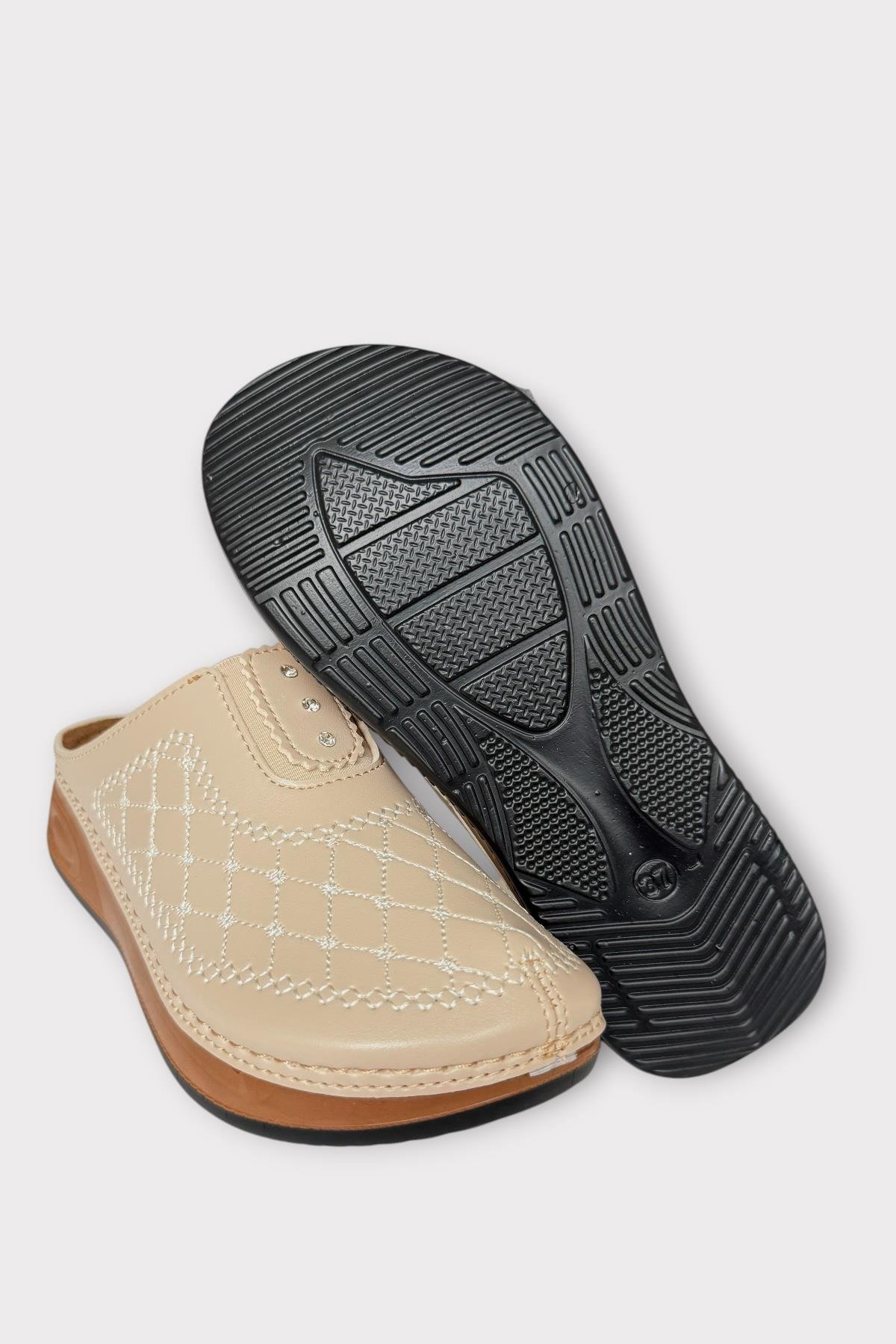 Önü Kapalı Kışlık Ortopedik Günlük Kadın Terlik BEJ - Görsel 8