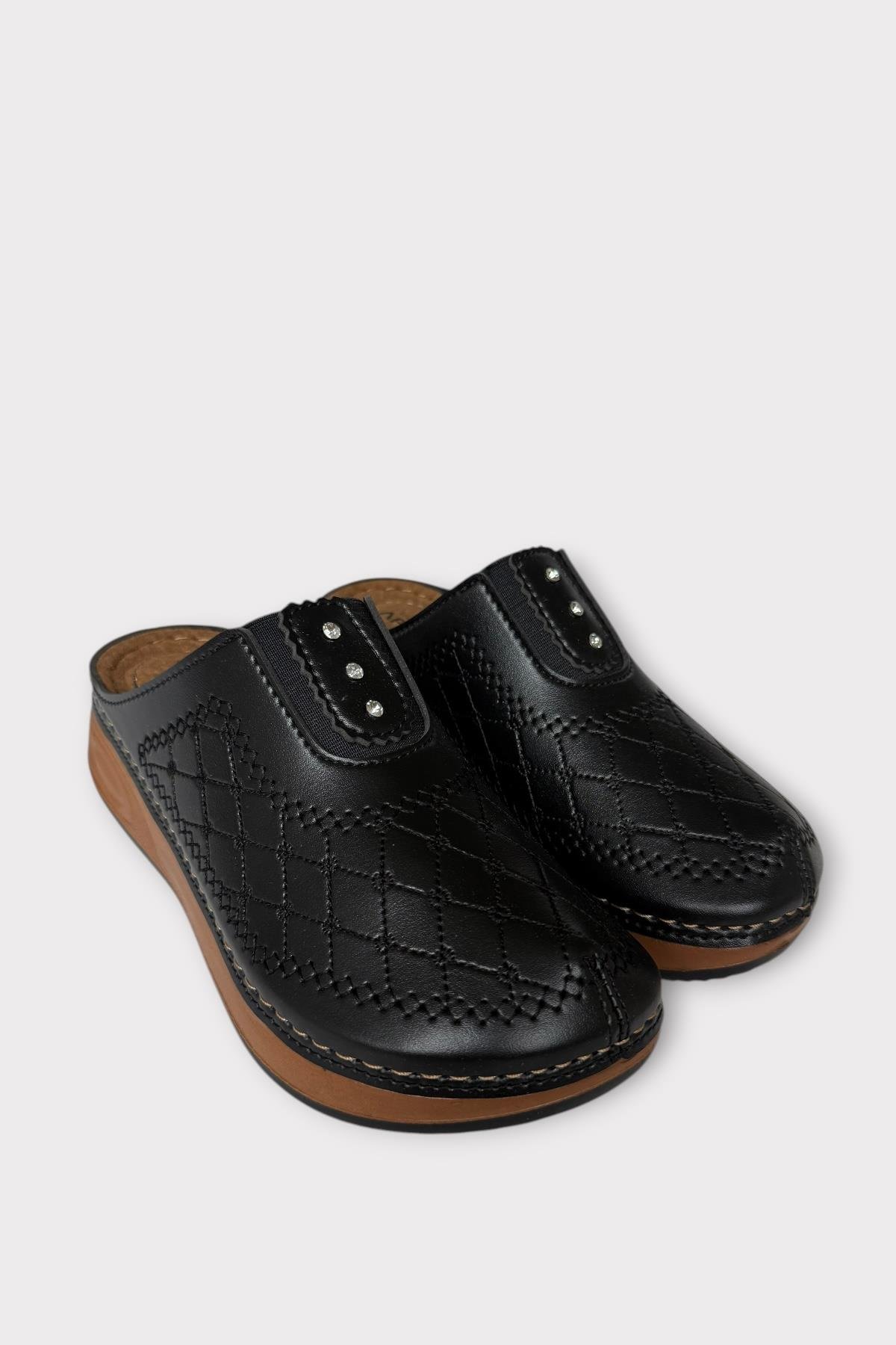 Önü Kapalı Kışlık Ortopedik Günlük Kadın Terlik SİYAH - GÜMÜŞ - Görsel 4