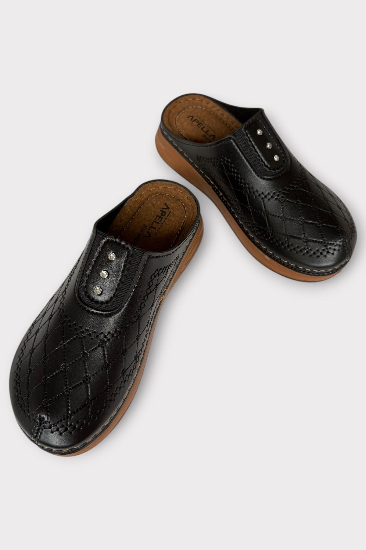 Önü Kapalı Kışlık Ortopedik Günlük Kadın Terlik SİYAH - GÜMÜŞ - Görsel 5