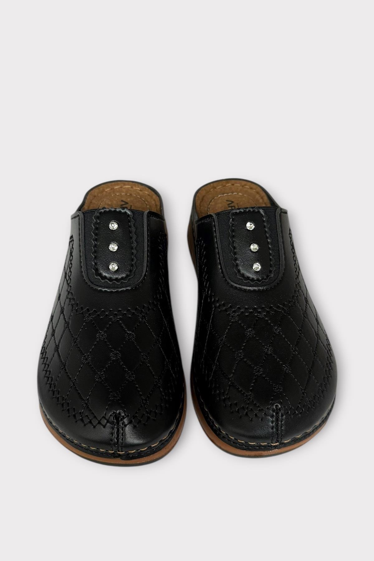 Önü Kapalı Kışlık Ortopedik Günlük Kadın Terlik SİYAH - GÜMÜŞ - Görsel 8