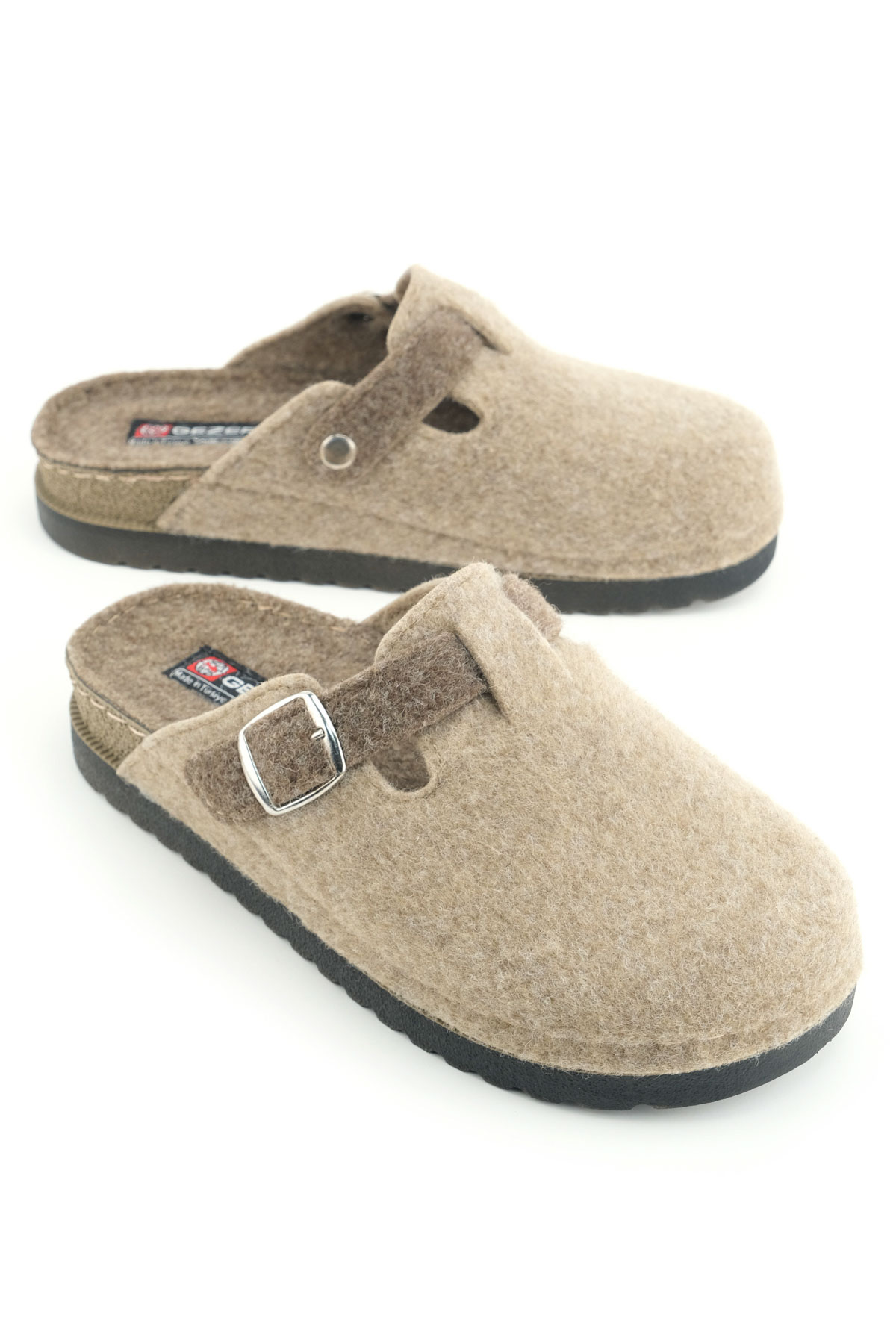 Kadın Kışlık Rahat Taban Tek Toka Ayarlanabilir Keçe Ev Bahçe Terlik - Görsel 2