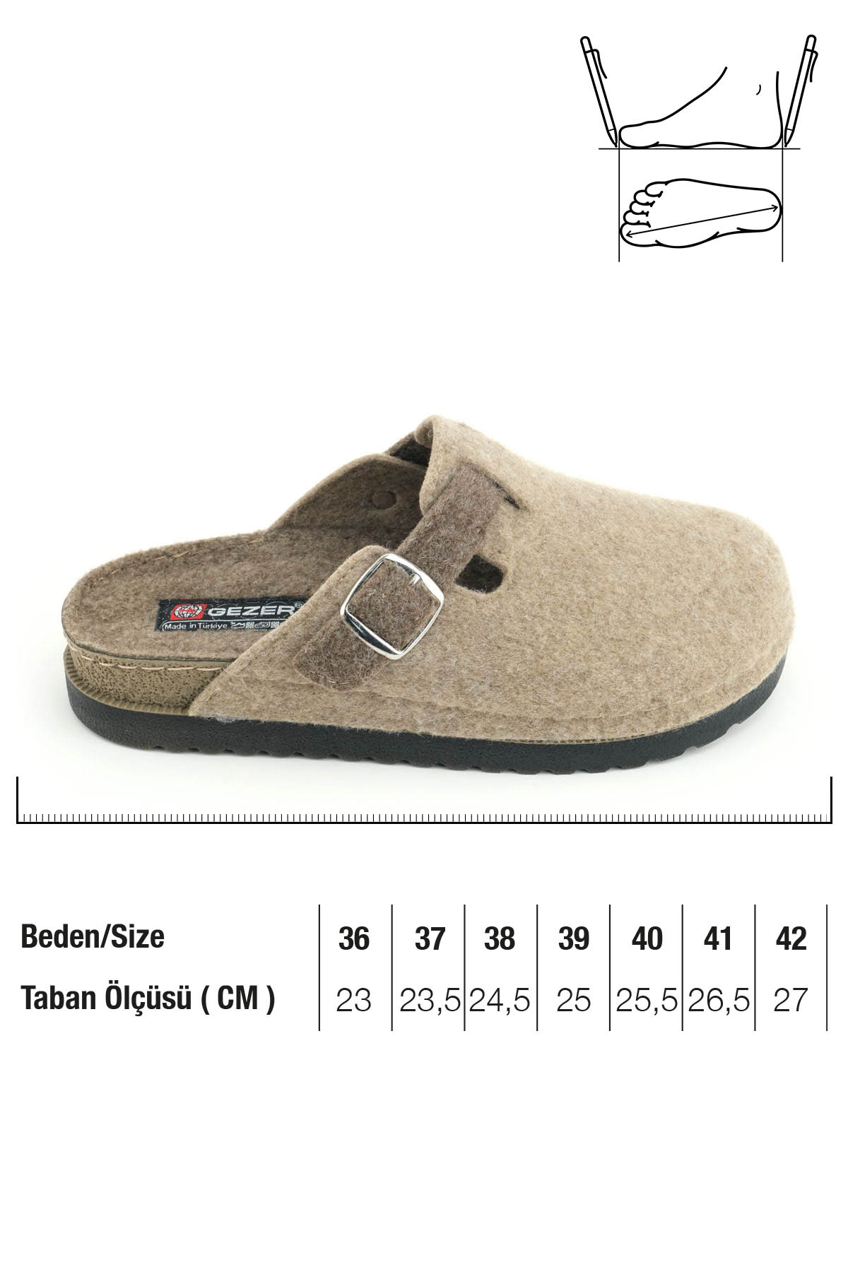 Kadın Kışlık Rahat Taban Tek Toka Ayarlanabilir Keçe Ev Bahçe Terlik - Görsel 3