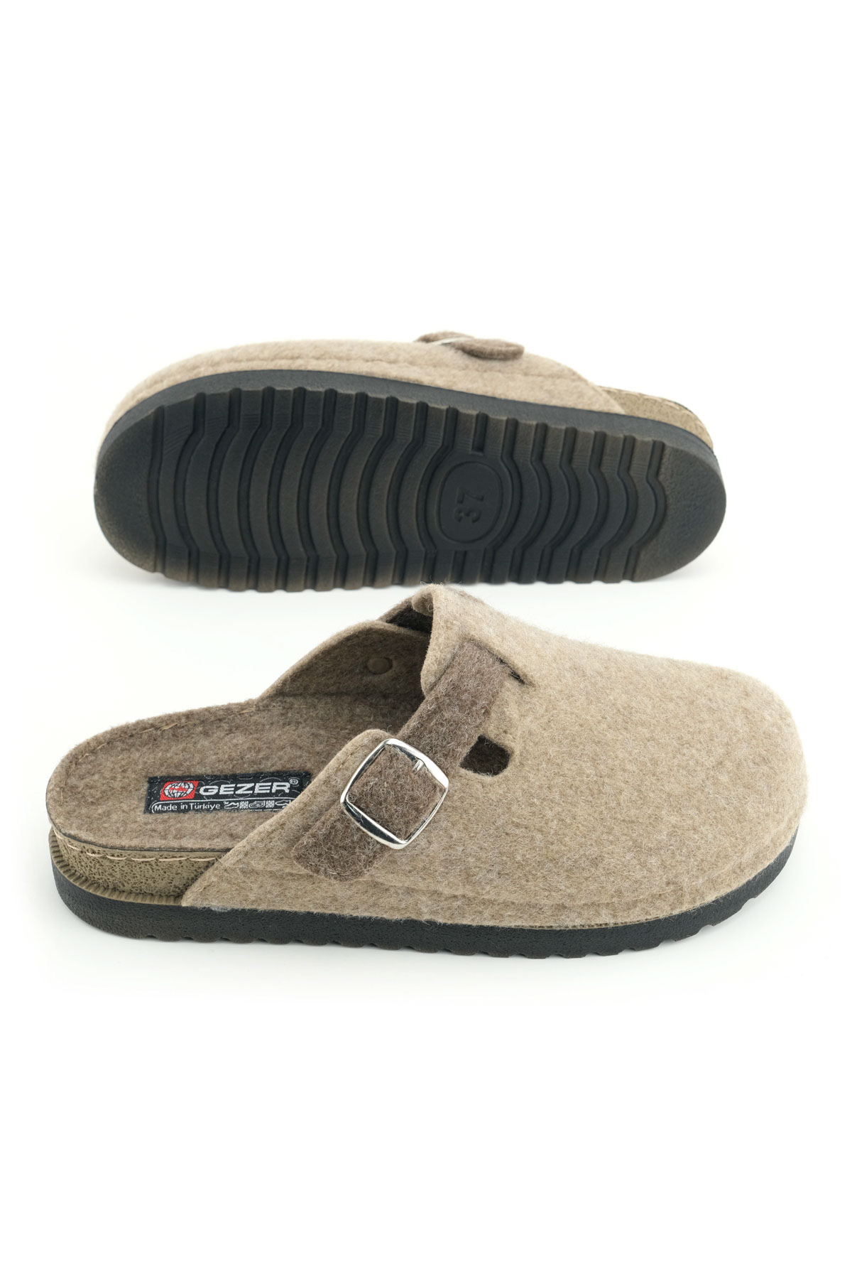 Kadın Kışlık Rahat Taban Tek Toka Ayarlanabilir Keçe Ev Bahçe Terlik - Görsel 6