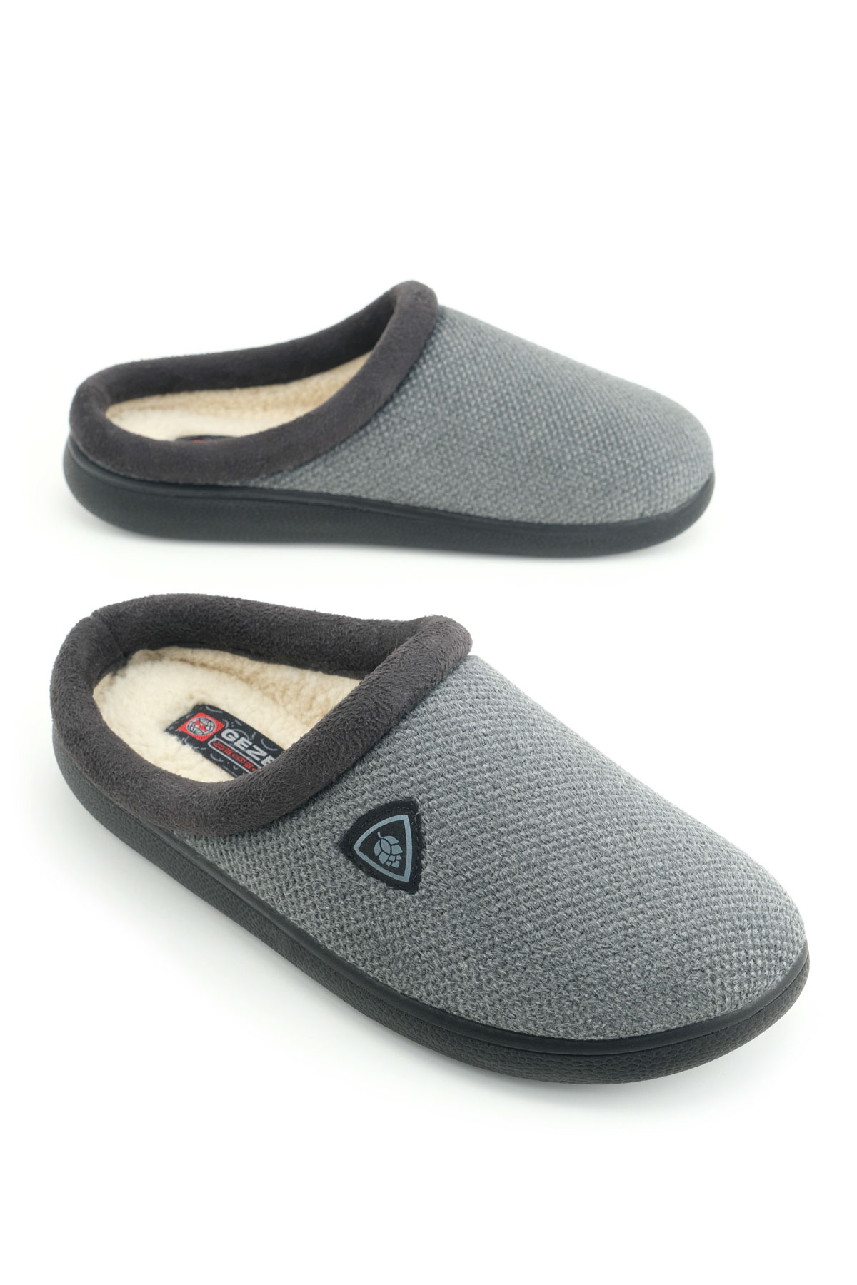 Erkek Kışlık Peluşlu Rahat İç Taban PU Alt Taban Ev Bahçe Gondol Terlik - Görsel 2