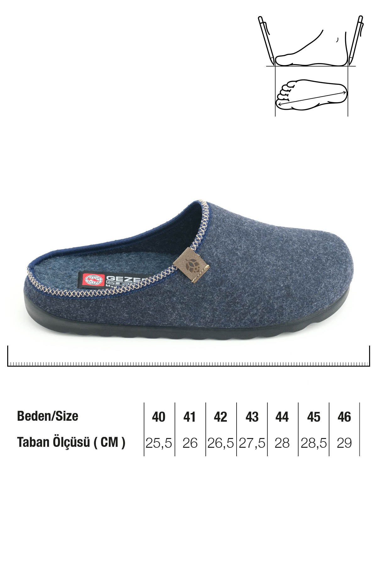 Erkek Kışlık Keçe Rahat İç Taban PU Alt Taban Ev Bahçe Gondol Terlik - Görsel 3