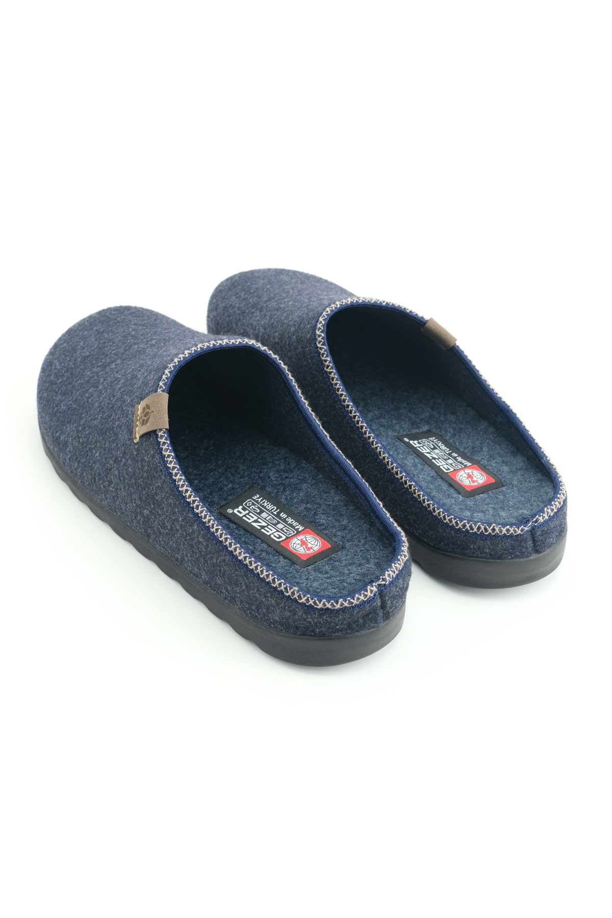 Erkek Kışlık Keçe Rahat İç Taban PU Alt Taban Ev Bahçe Gondol Terlik - Görsel 5