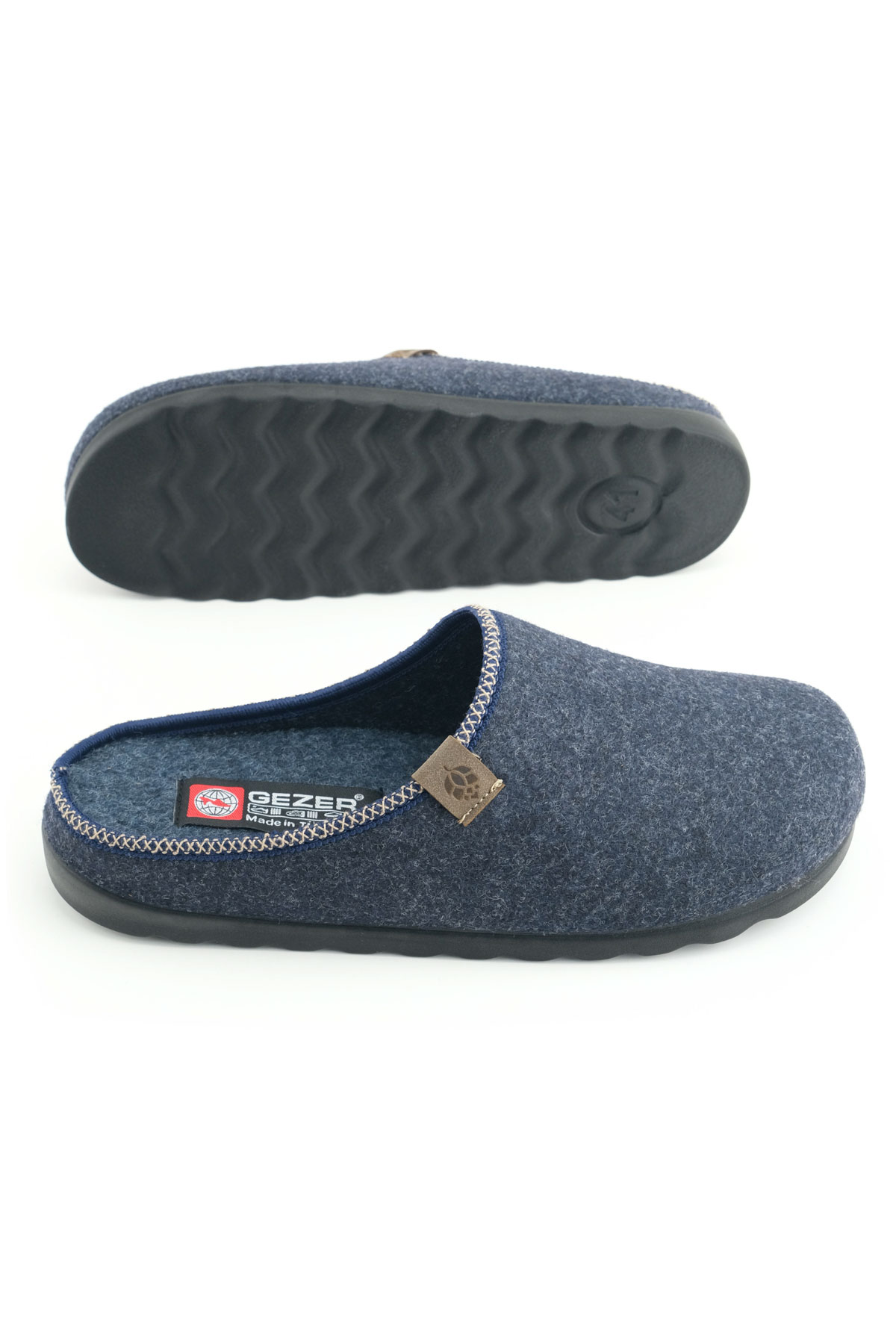 Erkek Kışlık Keçe Rahat İç Taban PU Alt Taban Ev Bahçe Gondol Terlik - Görsel 6