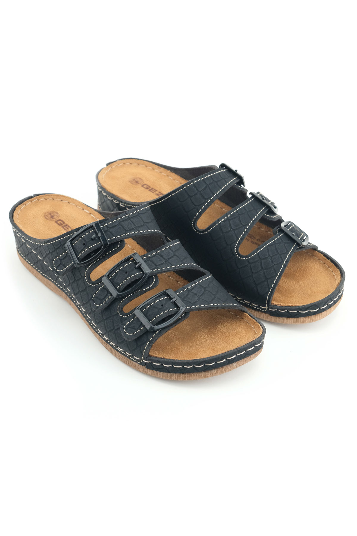 Kadın Yazlık Yüksek Topuk Mikrofiber Rahat Taban Üç Toka Ayarlanabilir Günlük Terlik - Görsel 4