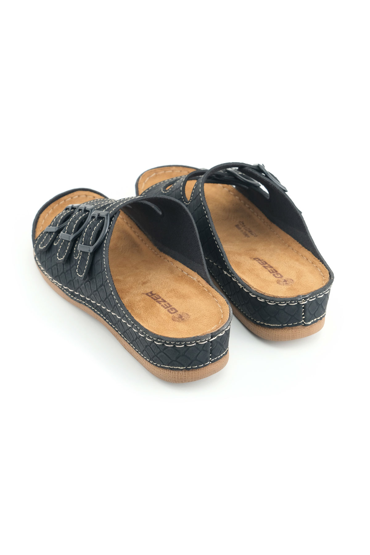 Kadın Yazlık Yüksek Topuk Mikrofiber Rahat Taban Üç Toka Ayarlanabilir Günlük Terlik - Görsel 5