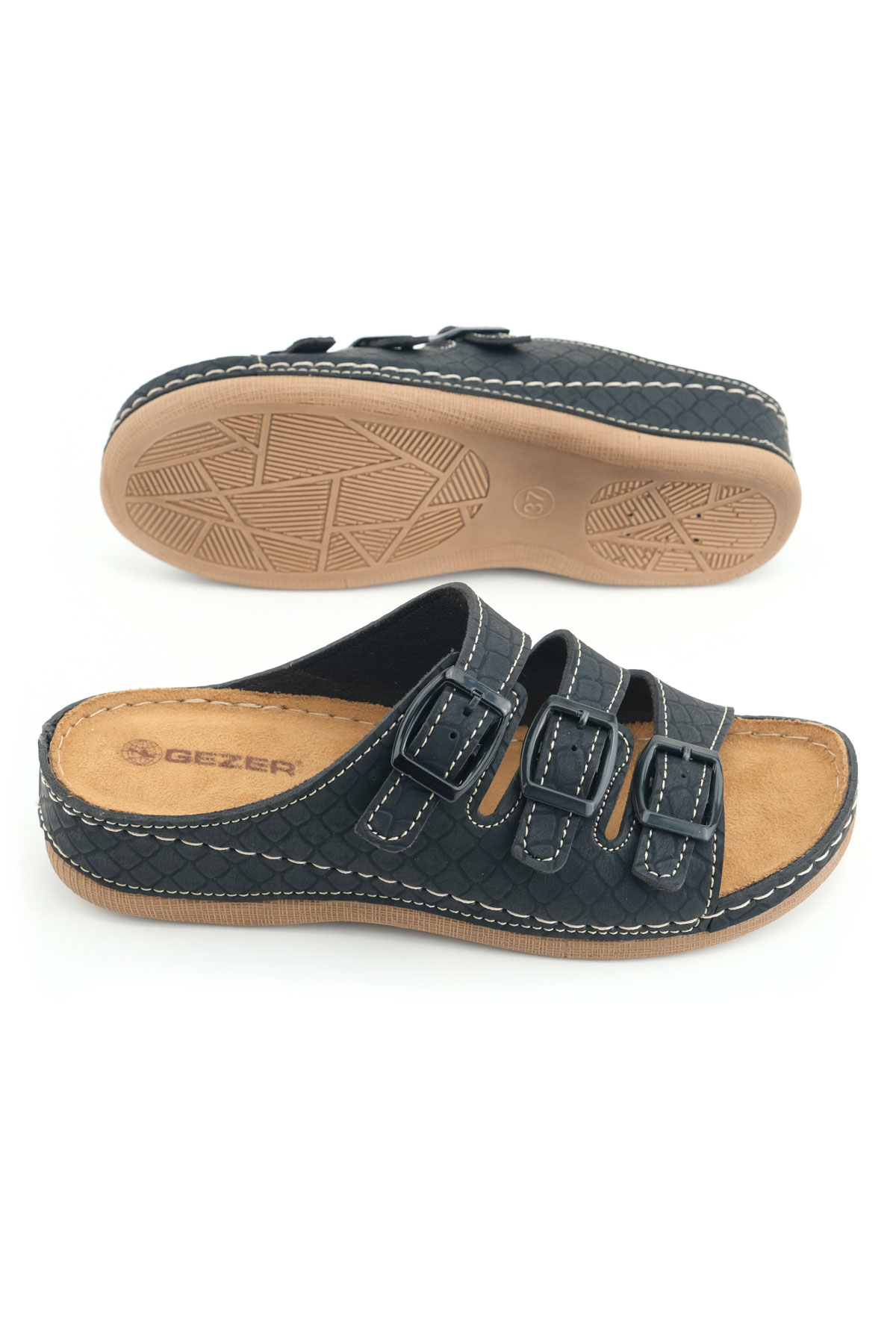 Kadın Yazlık Yüksek Topuk Mikrofiber Rahat Taban Üç Toka Ayarlanabilir Günlük Terlik - Görsel 6