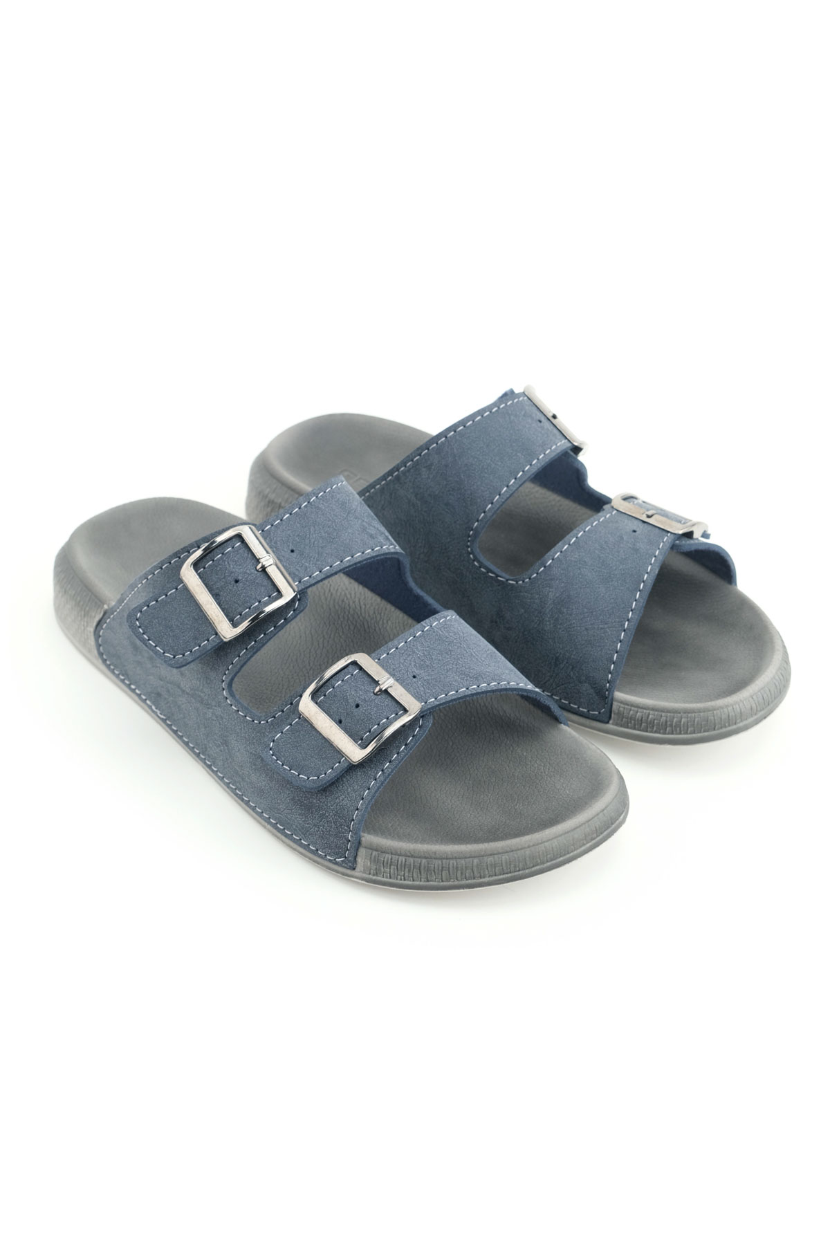 Erkek Yazlık Suni Deri İki Toka Ayarlanabilir Rahat Taban Günlük Terlik - Görsel 4